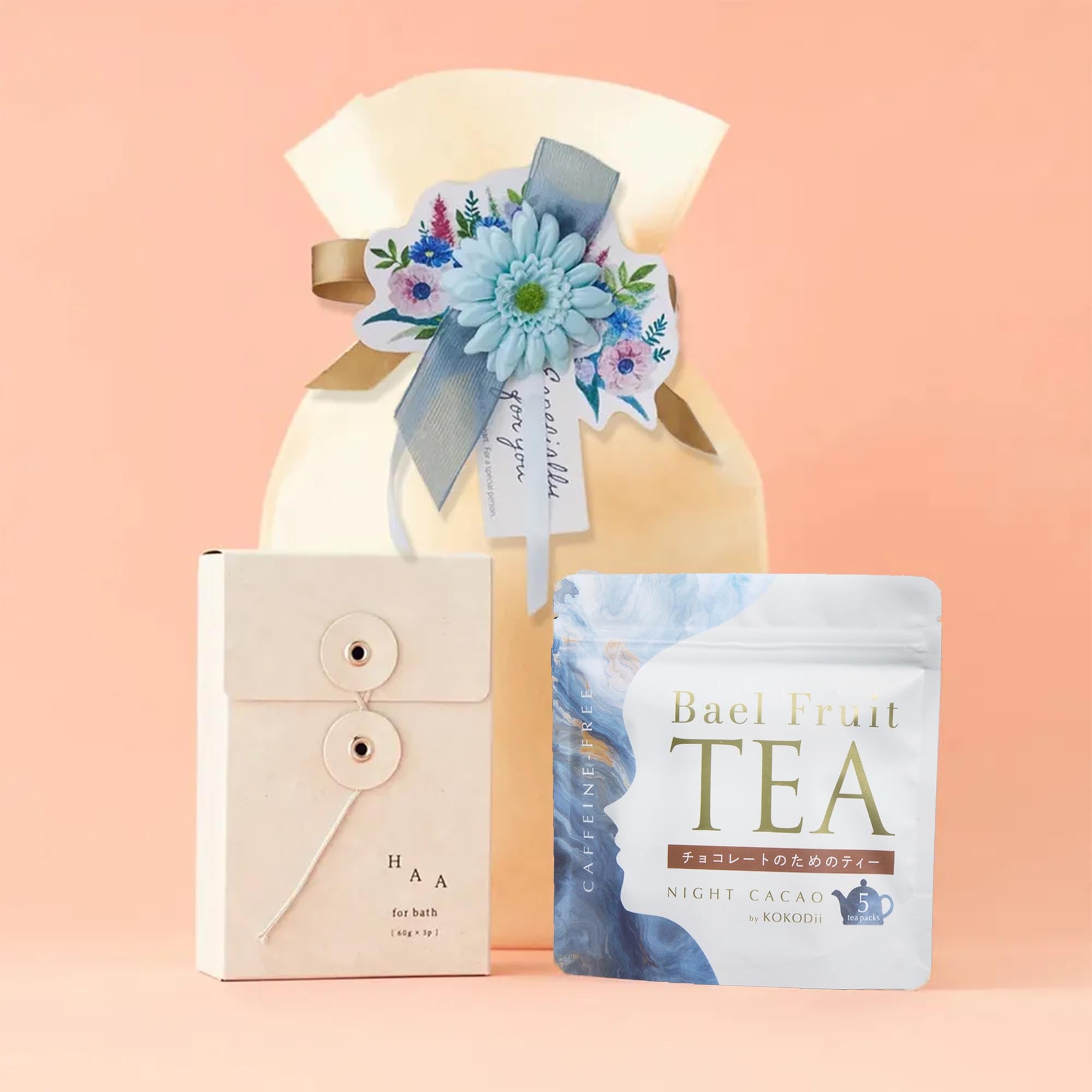 【ラッピング付き】癒しの時間を贈る！入浴剤とベールフルーツティーのセット
