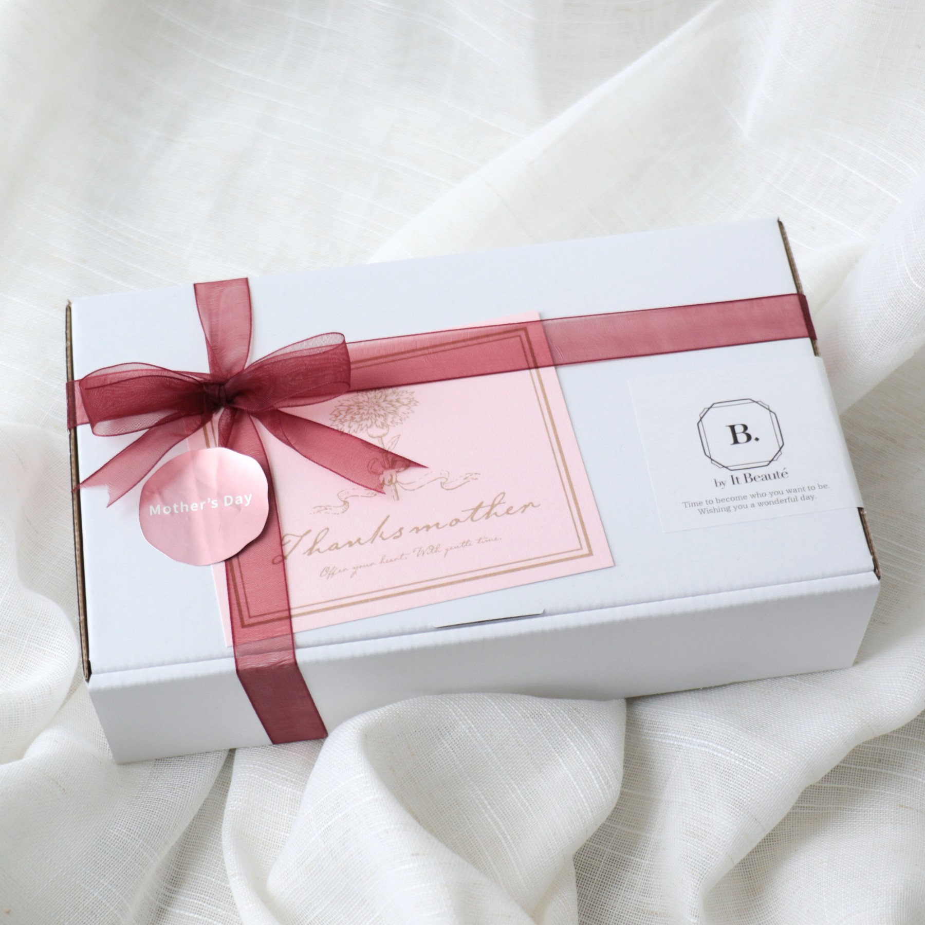 母の日限定 ティーギフトボックス ハーブティー3種×2包とオリジナルロゴ巾着