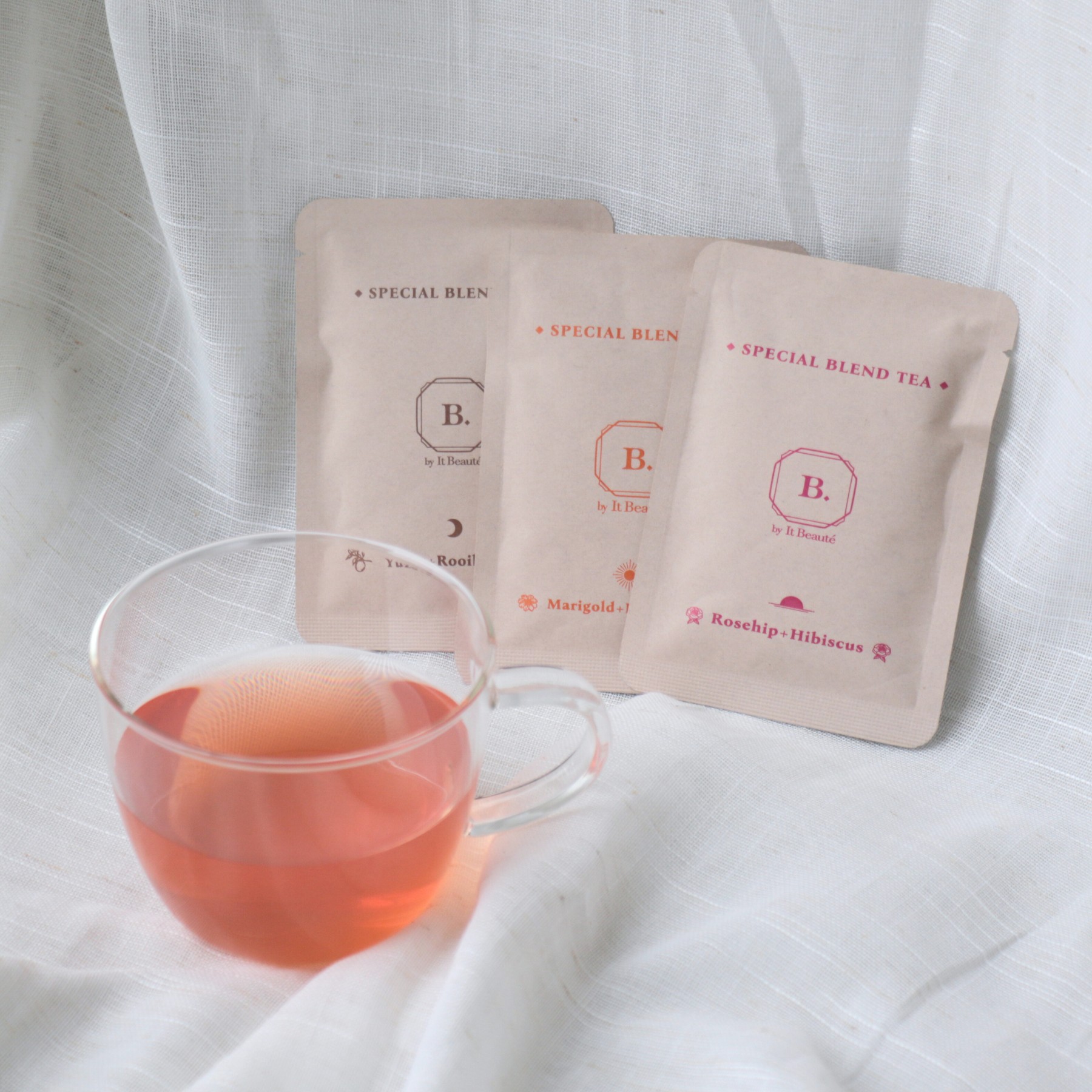 母の日限定 ティーギフトボックス ハーブティー3種×2包とオリジナルロゴ巾着