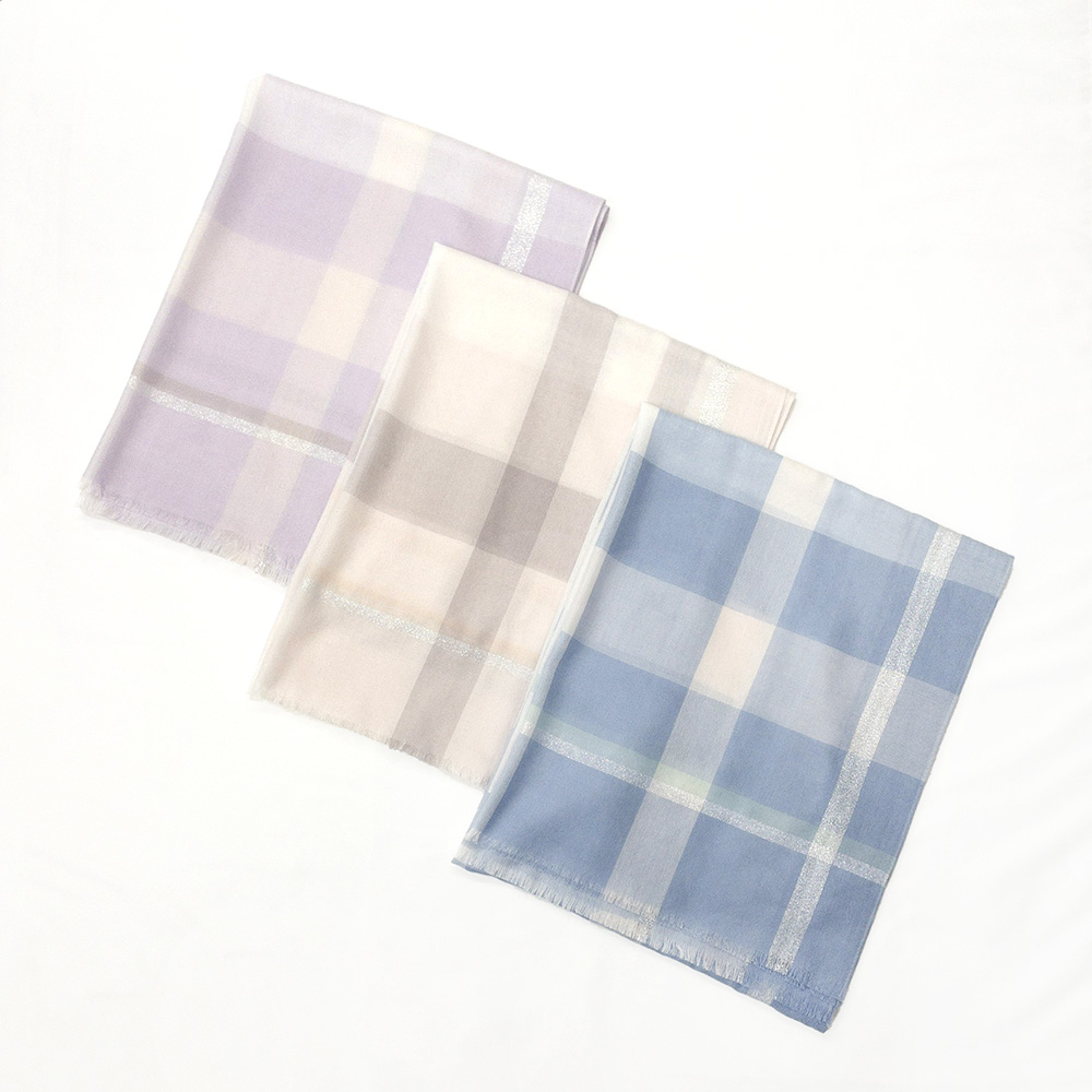 春色パステルラメチェックサマーストール