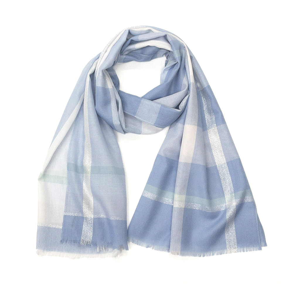 春色パステルラメチェックサマーストール