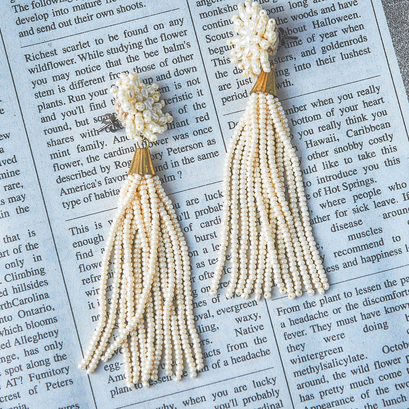 メタルビーズトゲトゲモチーフxビーズタッセルピアス TP18126