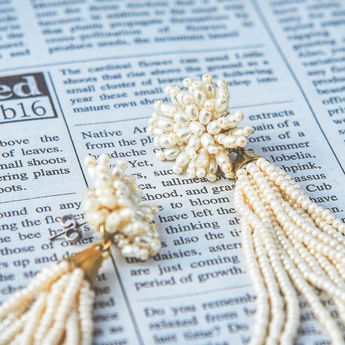 メタルビーズトゲトゲモチーフxビーズタッセルピアス TP18126