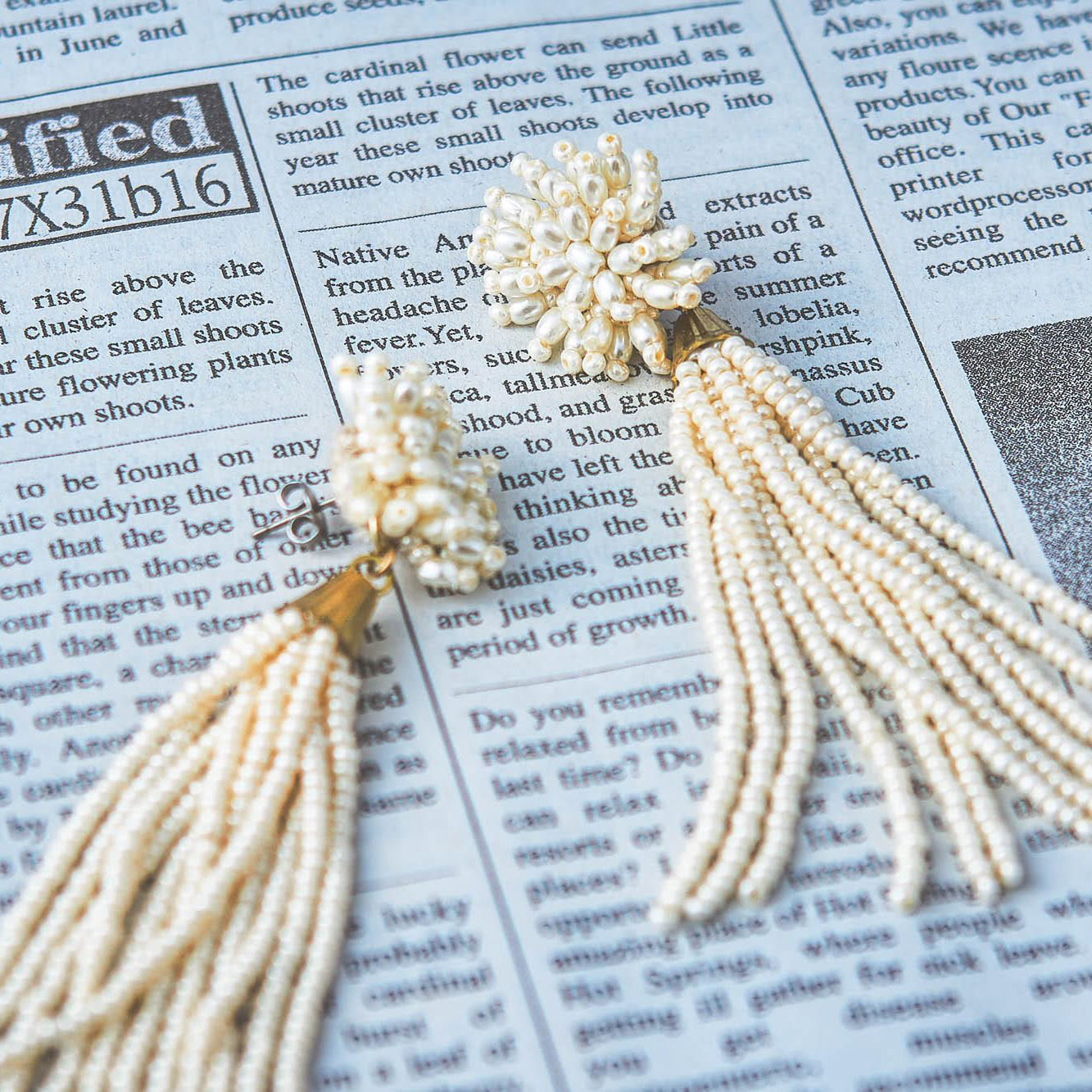 メタルビーズトゲトゲモチーフxビーズタッセルピアス TP18126