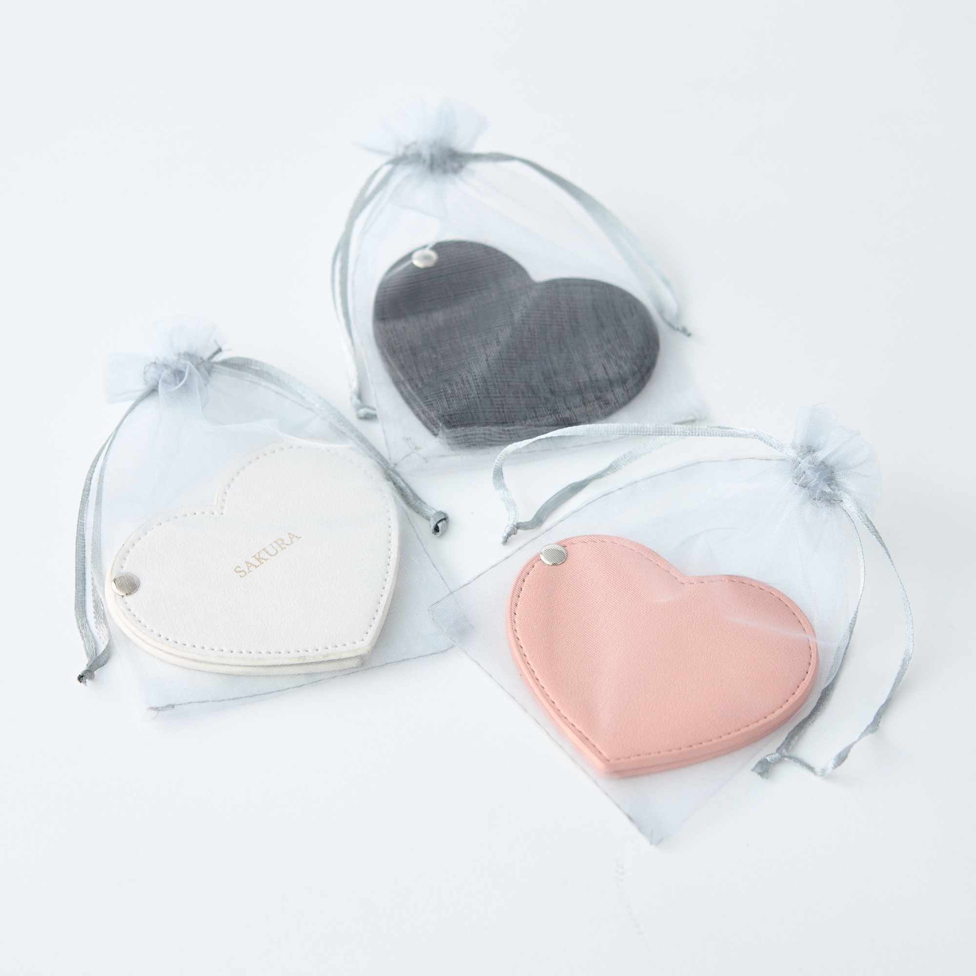 【名入れ】ハートレザーコンパクトミラー