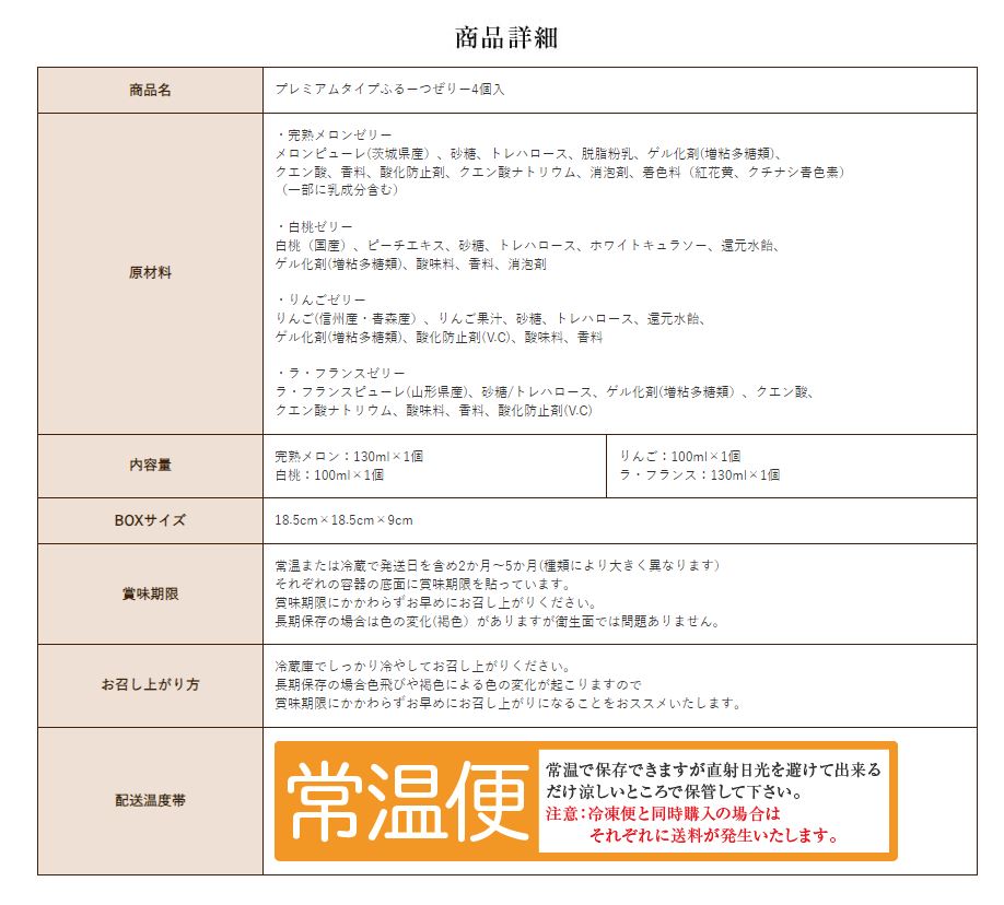 プレミアムタイプふるーつぜりー4個入