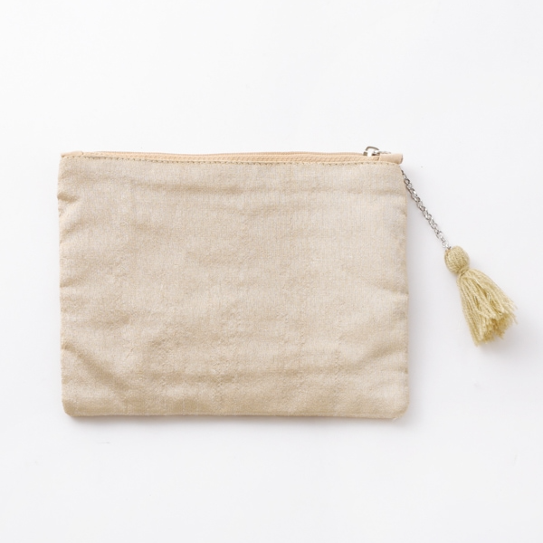 ビーズ刺繍フラットポーチL