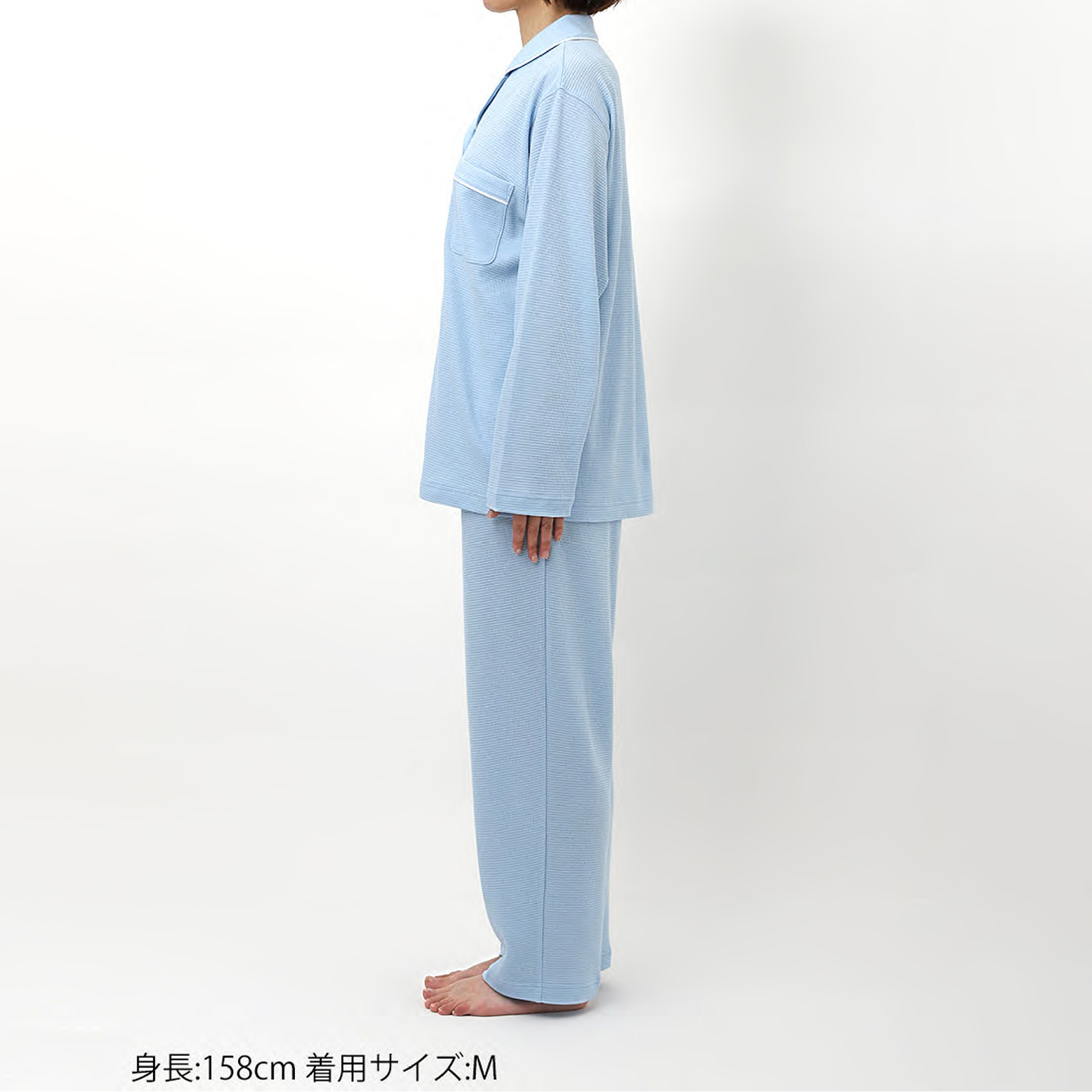 【厳選素材の極上の肌ざわり】天綿100%ワッフル調ダブルジャカードパジャマペアセット【睡眠科学】