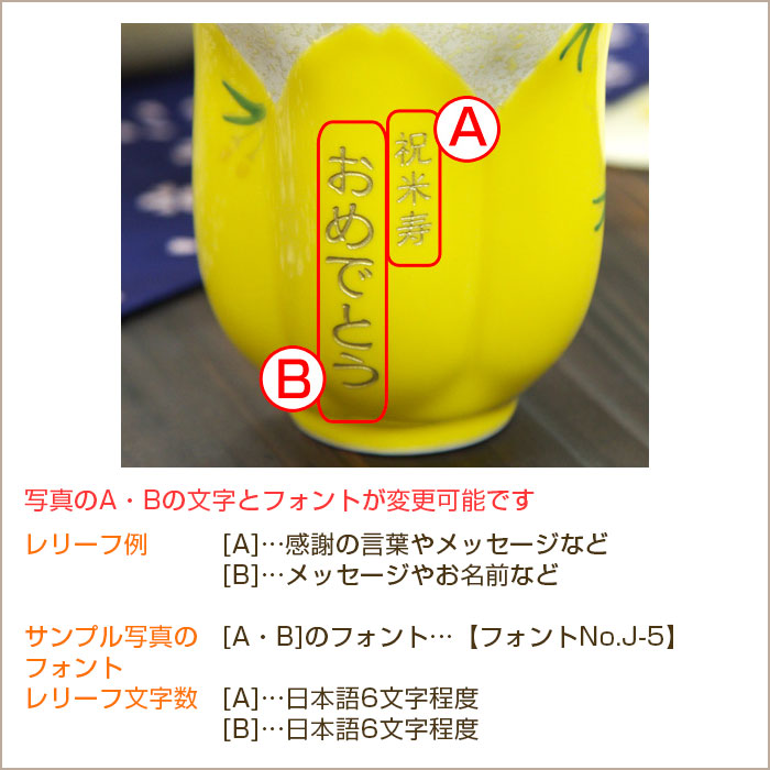 有田焼名入れさくら湯呑み 黄色