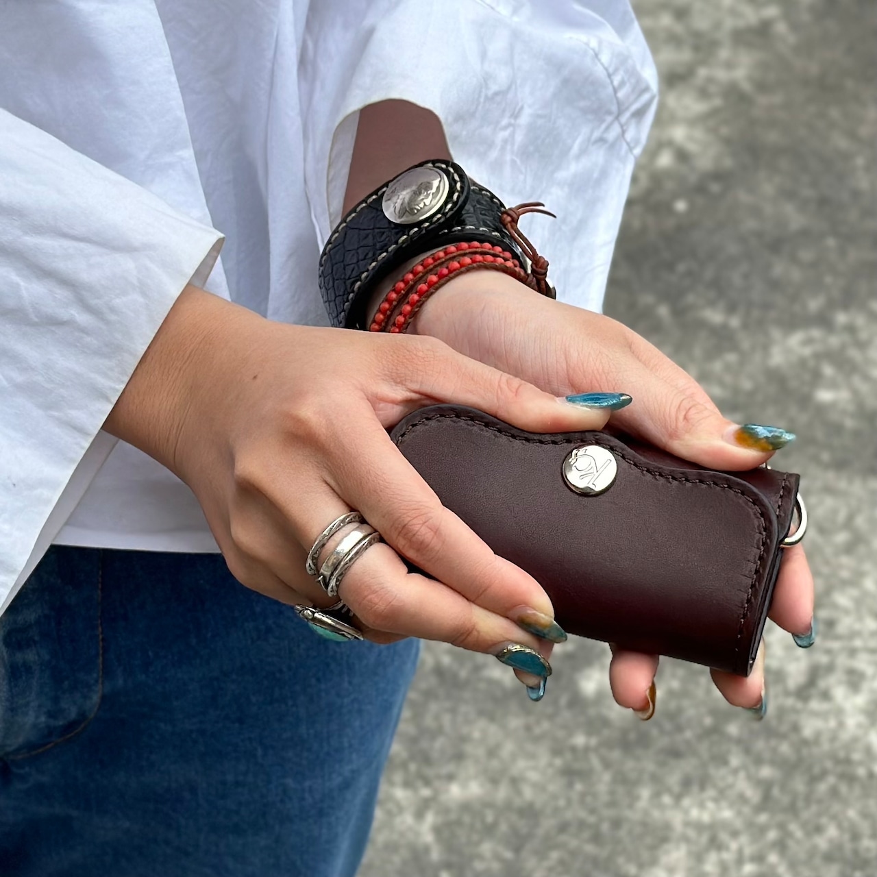 キーケース ハンギング プレート ステアハイド ニッケル