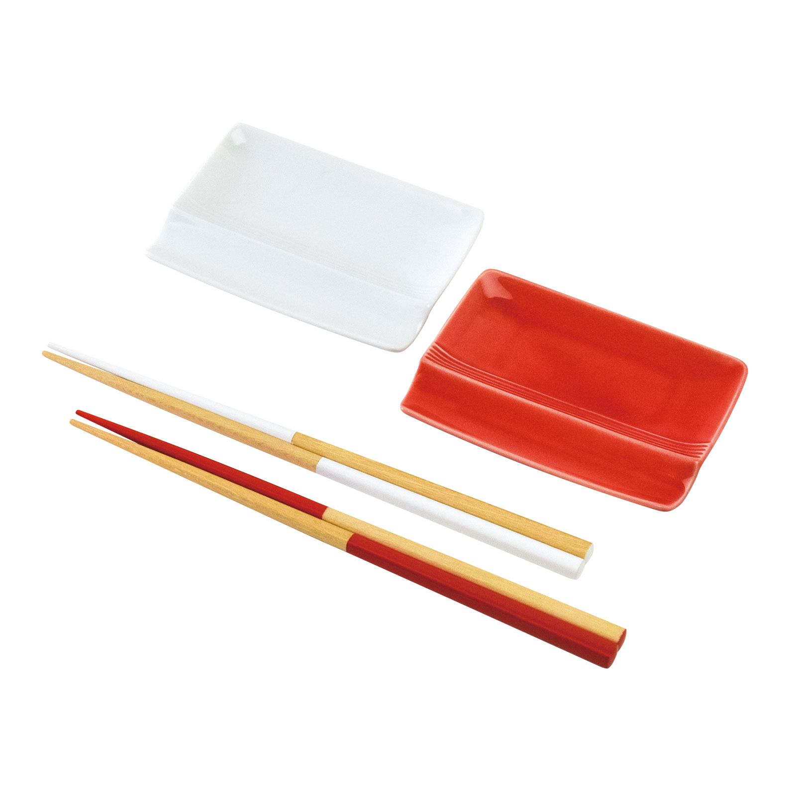 水引　小皿ペアセット箸付（紅白）