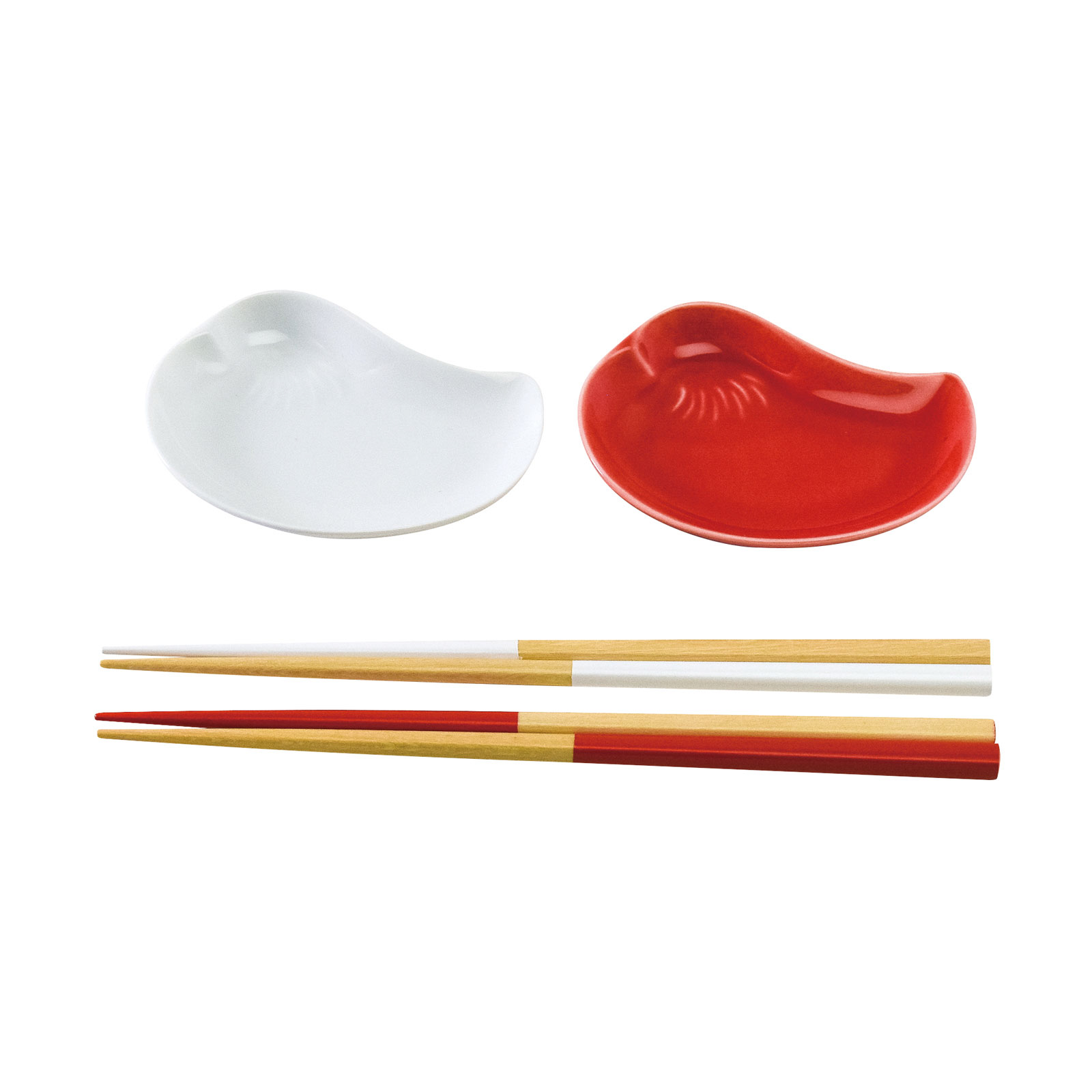 オシドリ　小皿ペアセット箸付