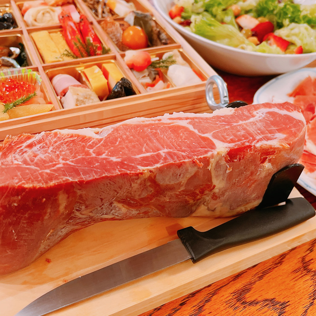 【楽しい体験】熟成生ハム原木ミニセット1kg