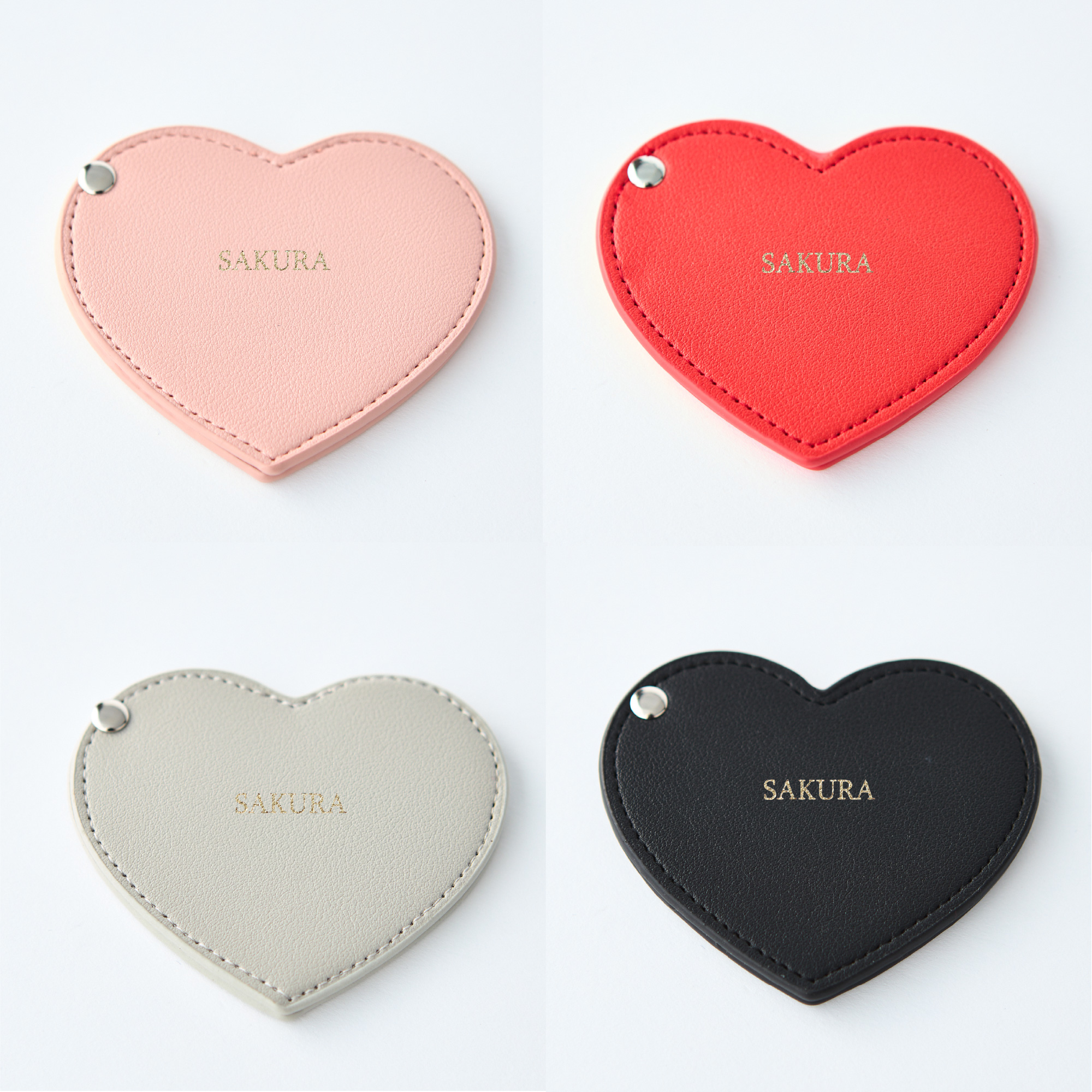 【名入れ】コスメカタログ&ハートレザーコンパクトミラーセット