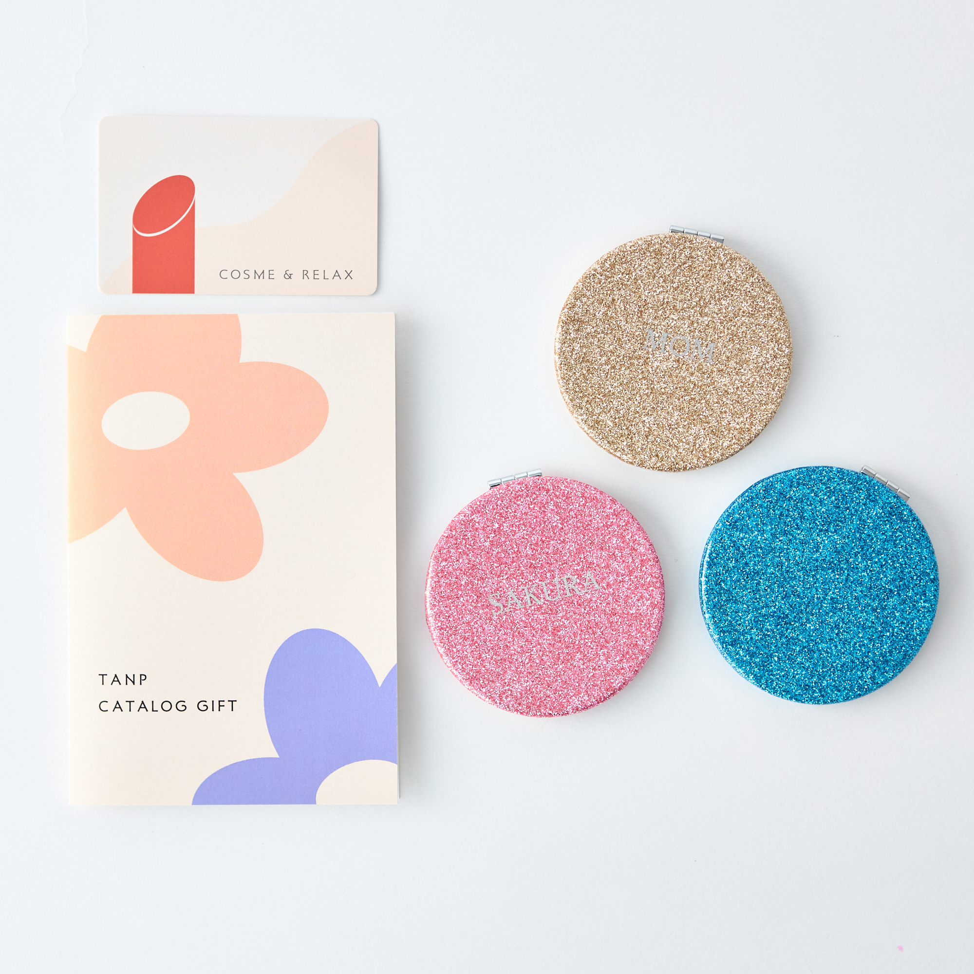 【名入れ】コスメカタログ&ラメコンパクトミラーセット