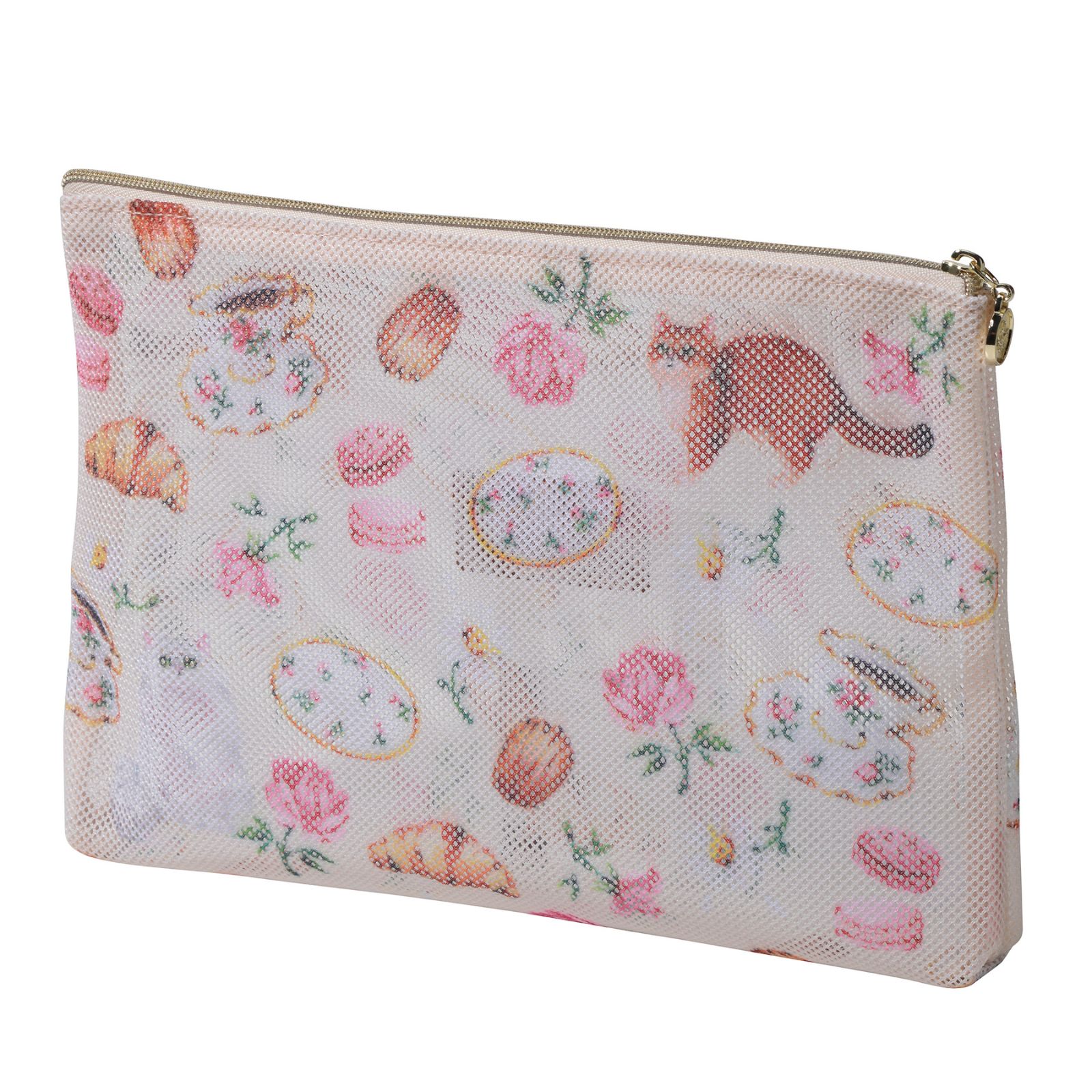 プリントメッシュフラットポーチ