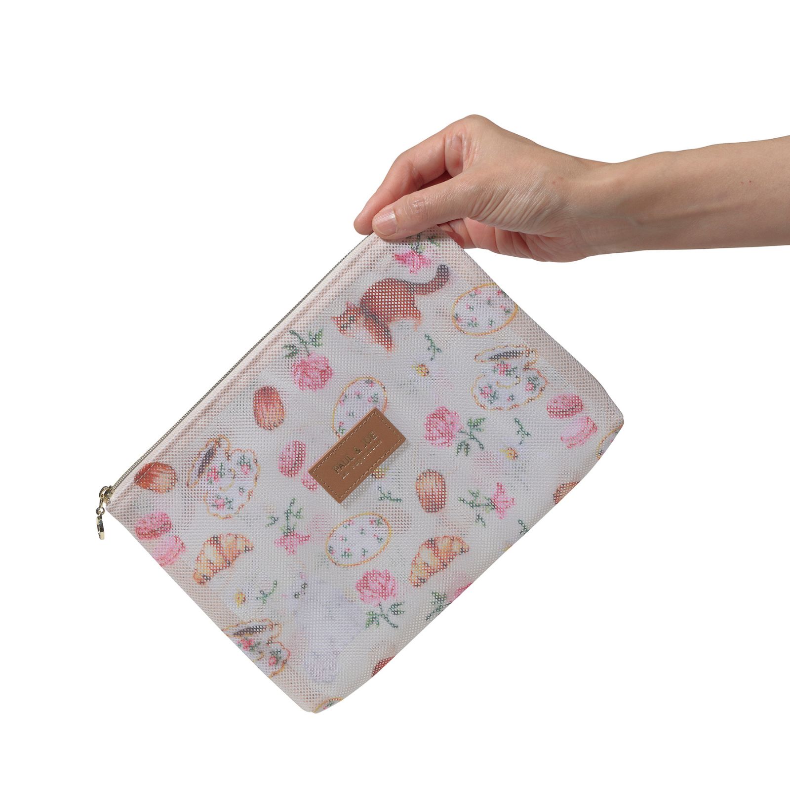 プリントメッシュフラットポーチ