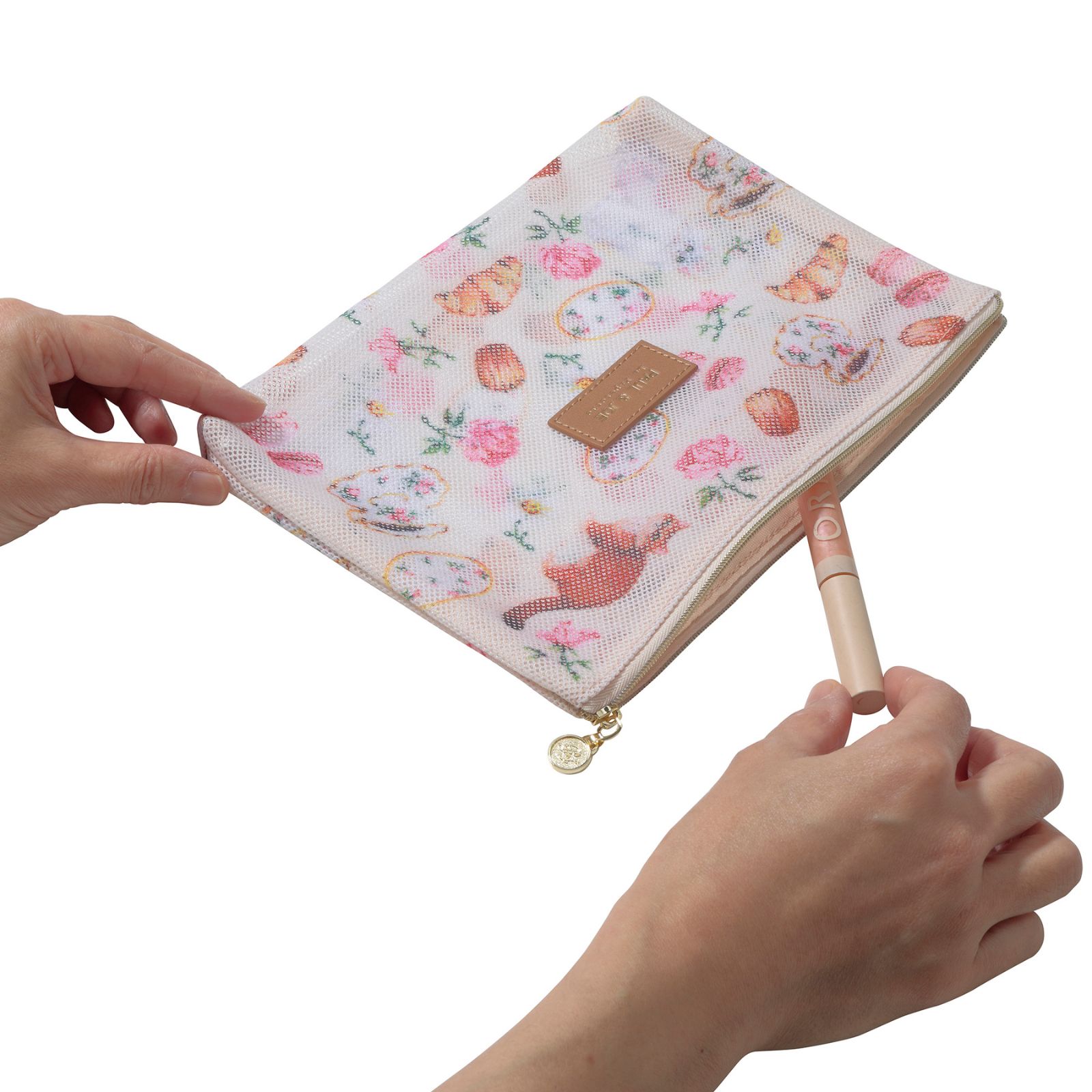 プリントメッシュフラットポーチ