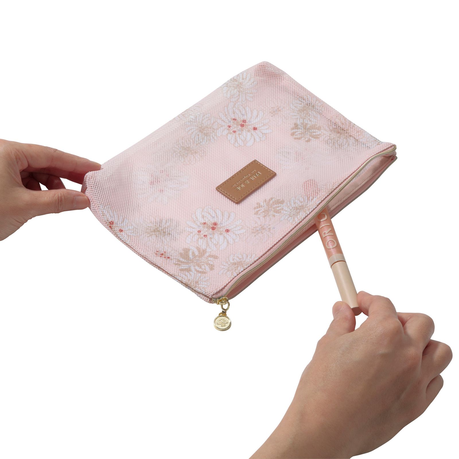 プリントメッシュフラットポーチ