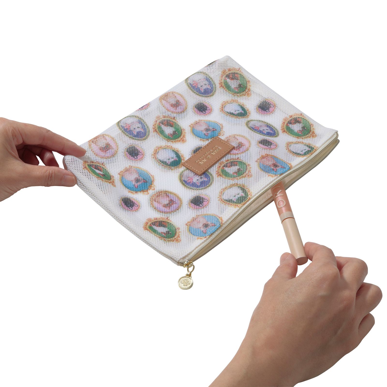 プリントメッシュフラットポーチ