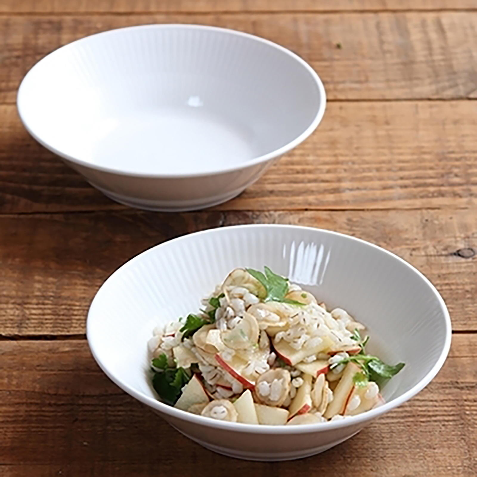 ホワイトフルーテッド ディープ プレート 17cm 2枚セット