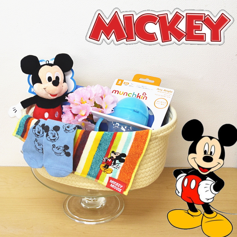 バスケットおむつケーキ6点セット＜ミッキー・ミニー＞