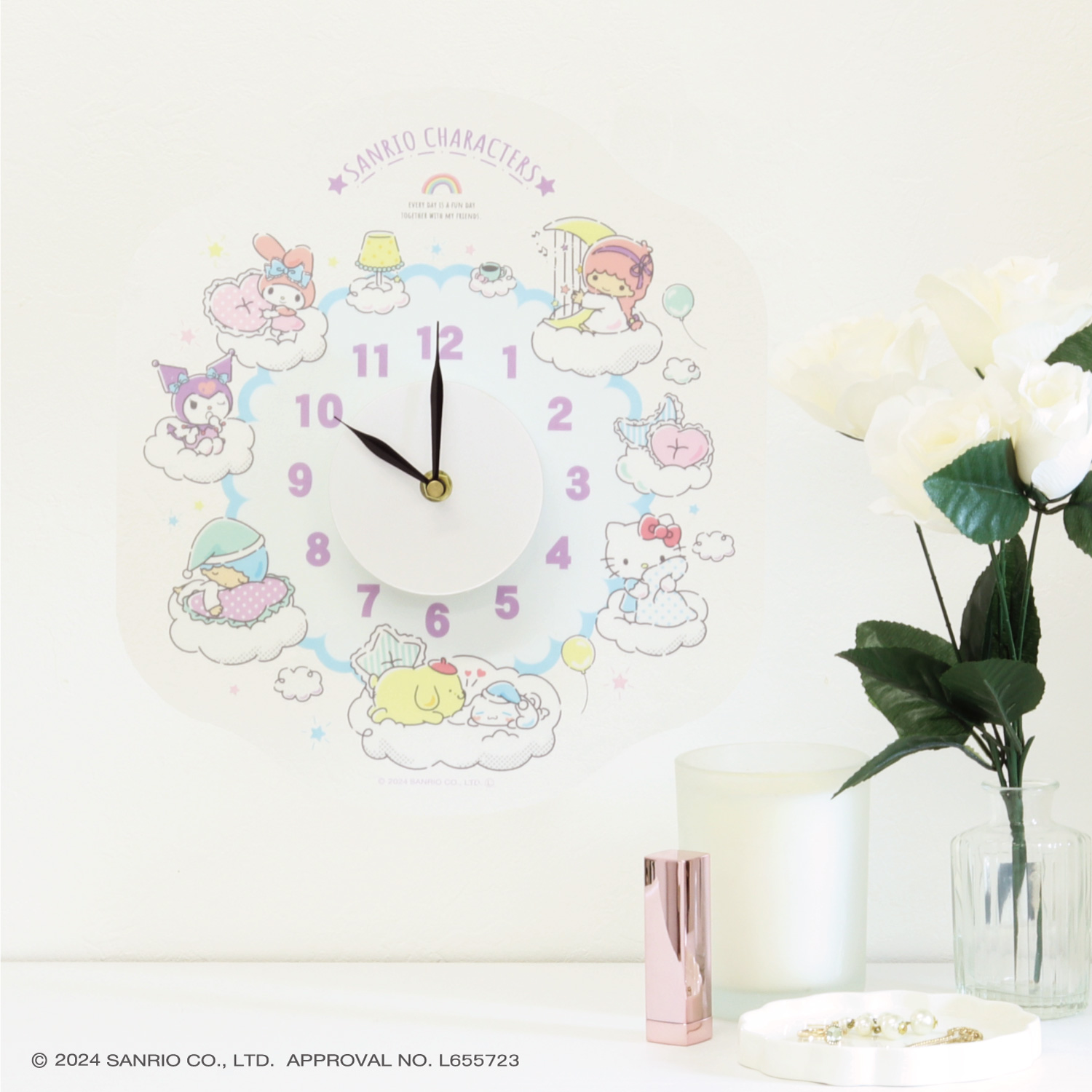 サンリオキャラクターズウォールクロックステッカー