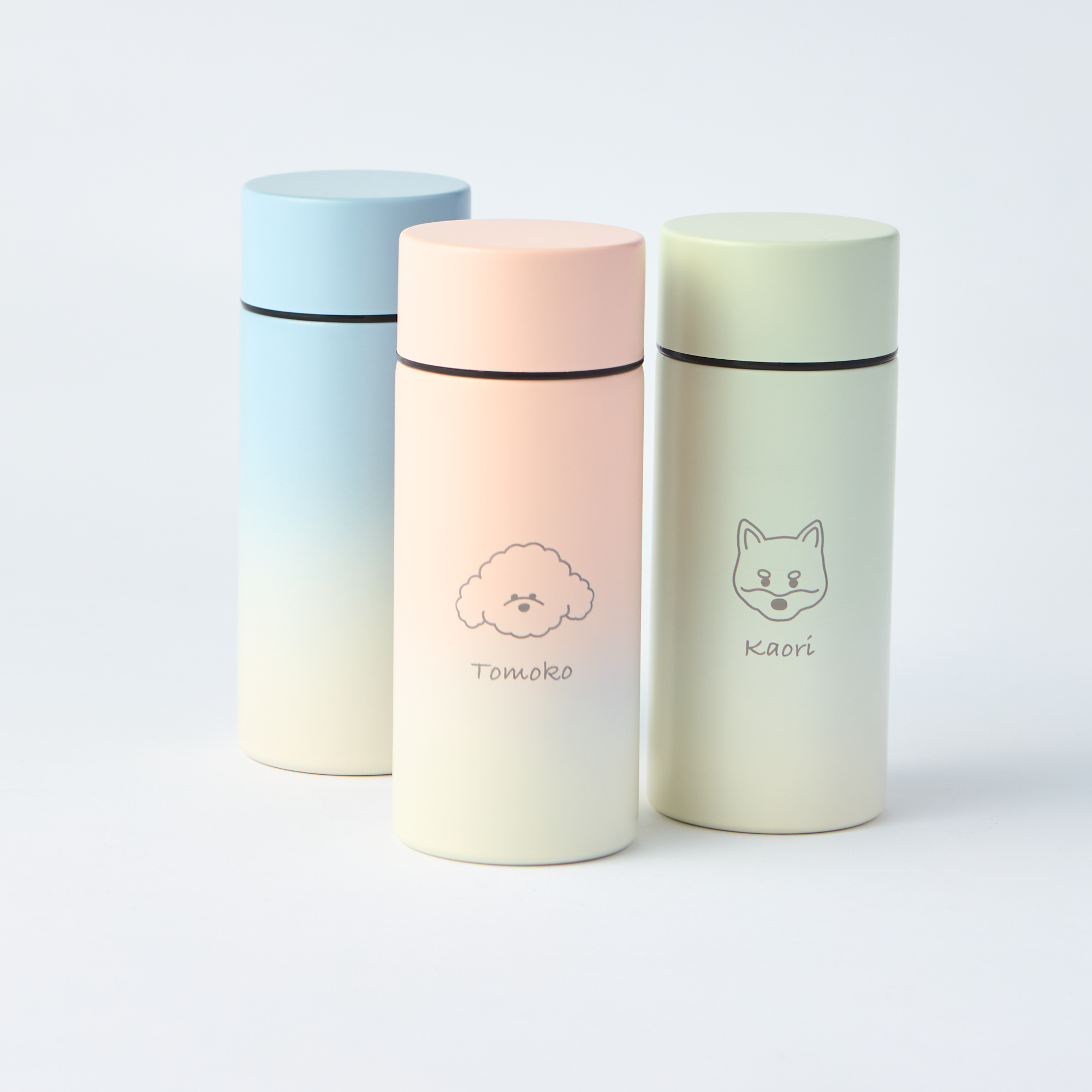 【名入れ】選べる犬種  グラデーションサーモタンクボトル 300ml