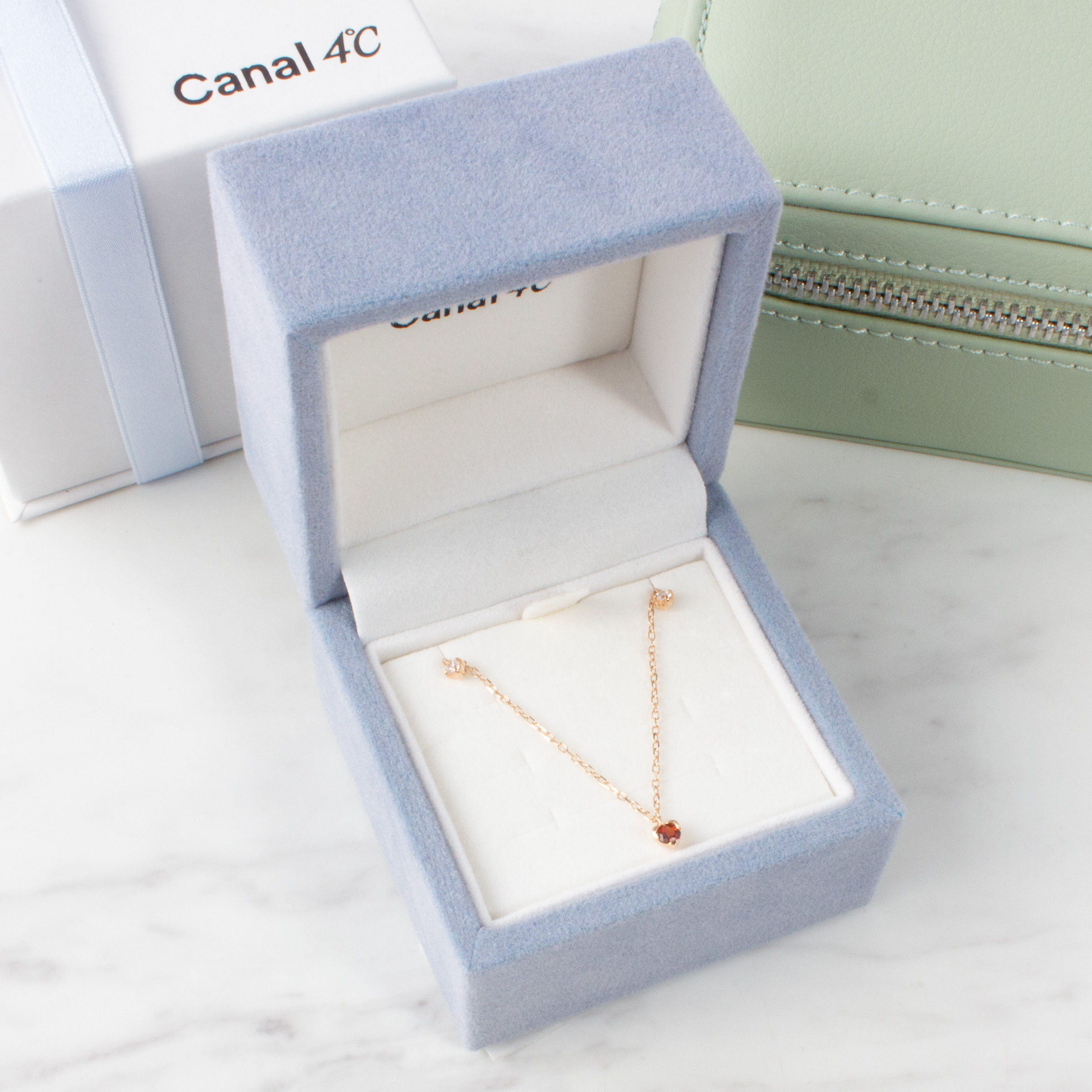 【名入れ】誕生石ブレスレット＆ブランドジュエリーポーチセット