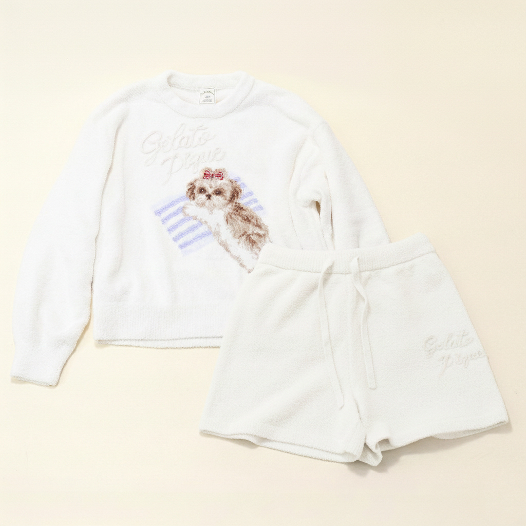 ジェラピケ　ホットスムーズィーハートJQDショートパンツ(NVY-F) ショートパンツ ( レディース)｜ルームウェア・パジャマ通販の