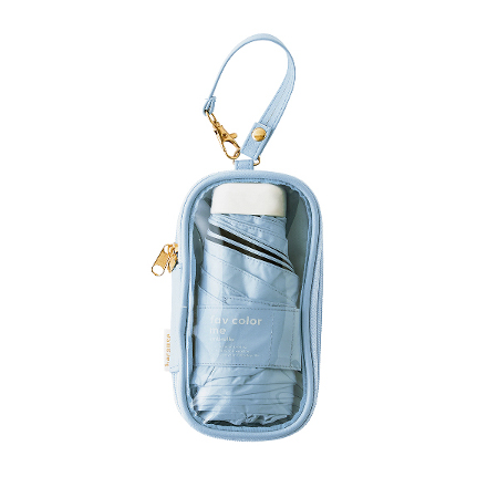 名入れハートチャーム＆ポーチ付き晴雨兼用折りたたみ傘【遮光率100%】