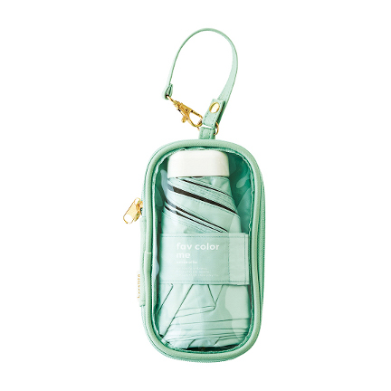 名入れハートチャーム＆ポーチ付き晴雨兼用折りたたみ傘【遮光率100%】