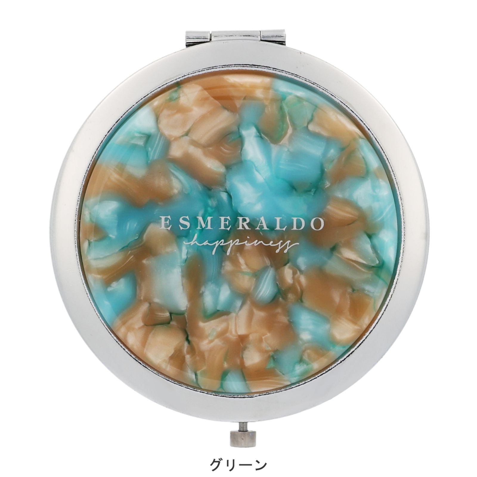 【上品に映える】マーブル柄コンパクトミラー＜拡大鏡付き＞