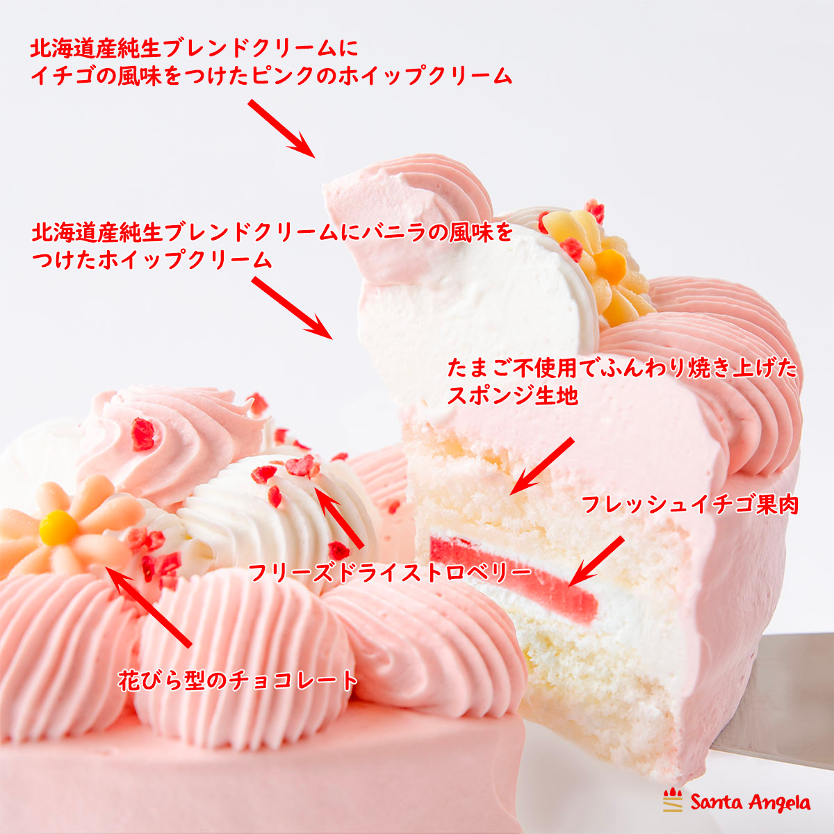 【卵アレルギーの方にも】卵不使用のピンクのセンイルケーキ