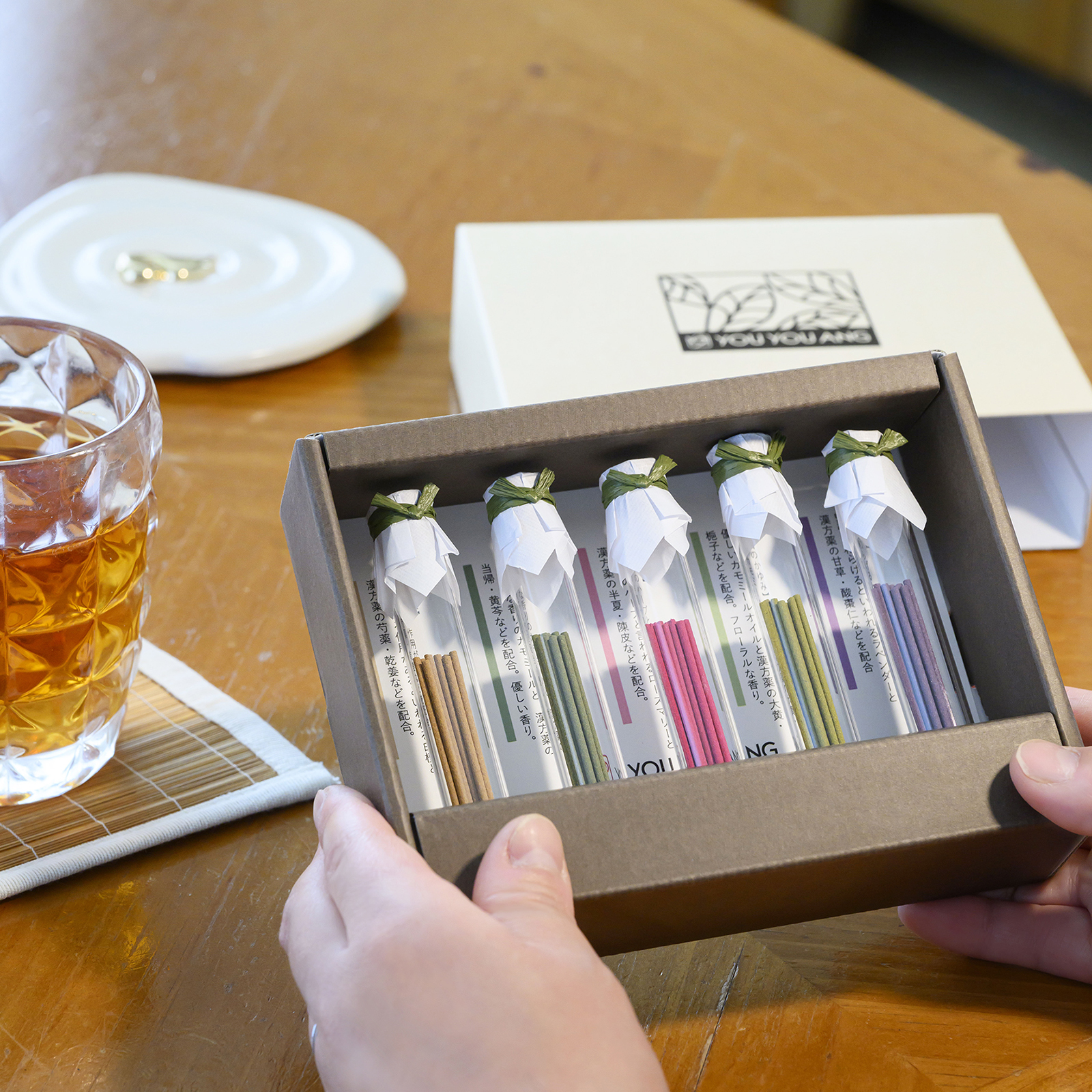 ビンのお香 ギフトセット 3種から選べる（漢方香・マイナスイオン香・ティーリーフインセンス）