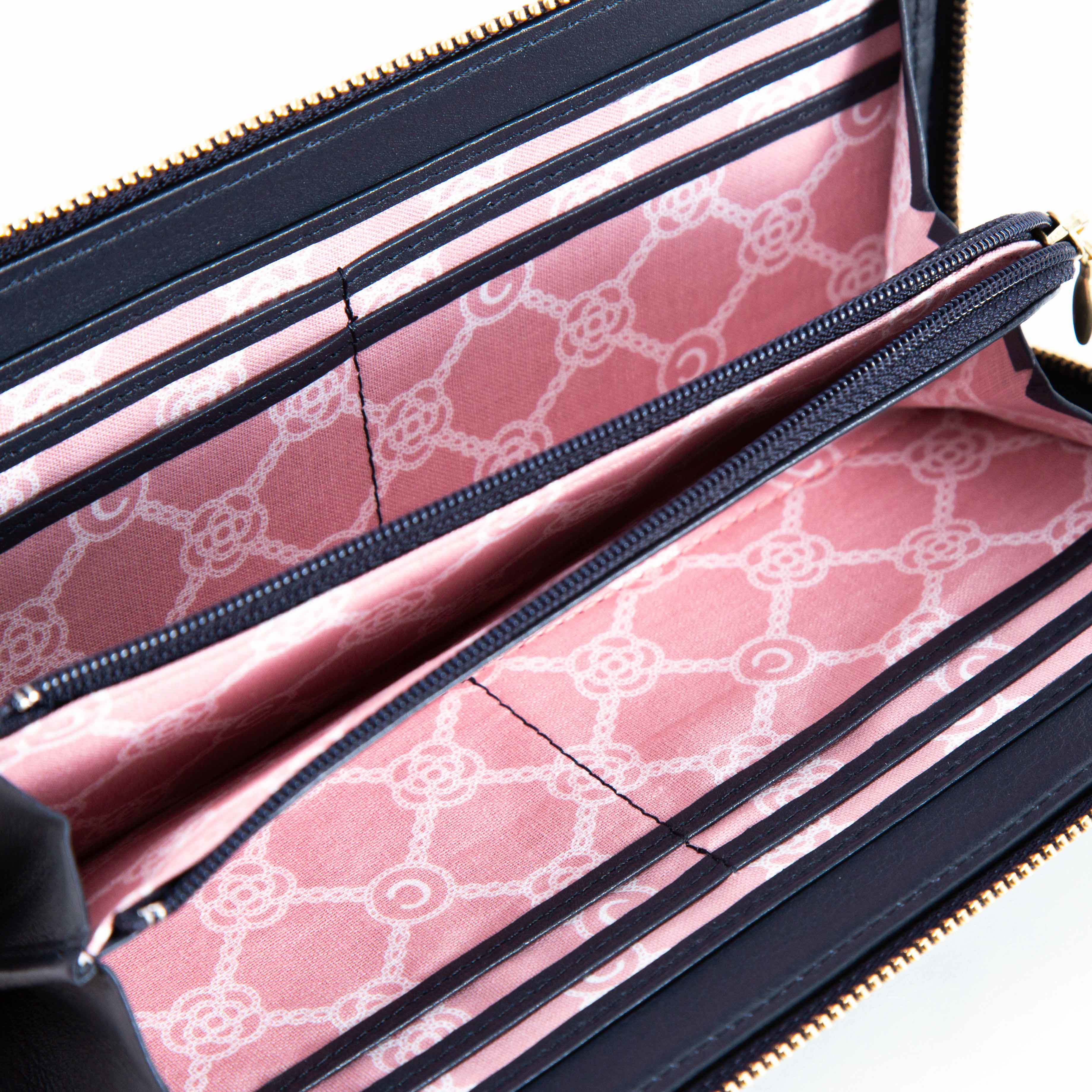 ワッフル Lファスナー長財布