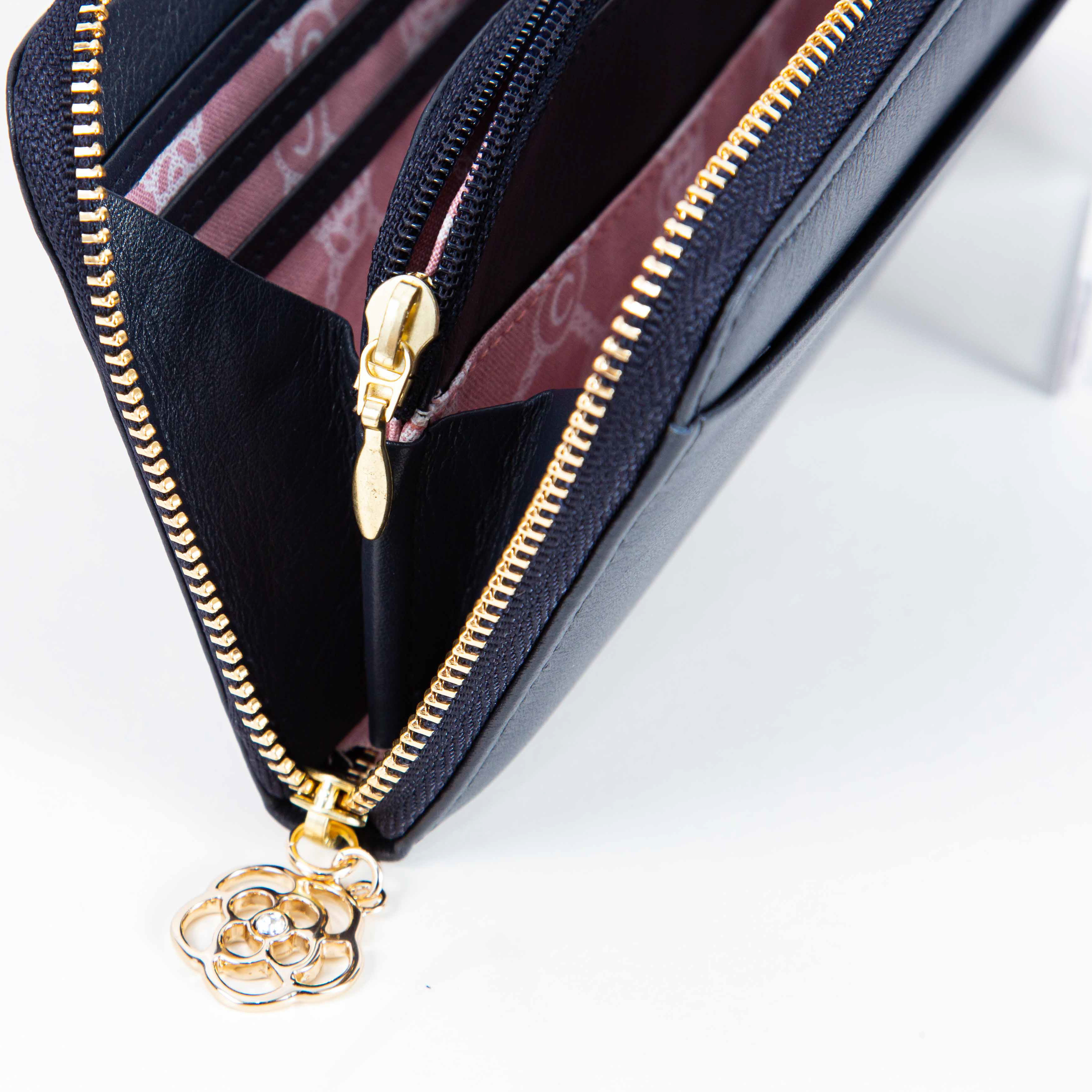 ワッフル Lファスナー長財布