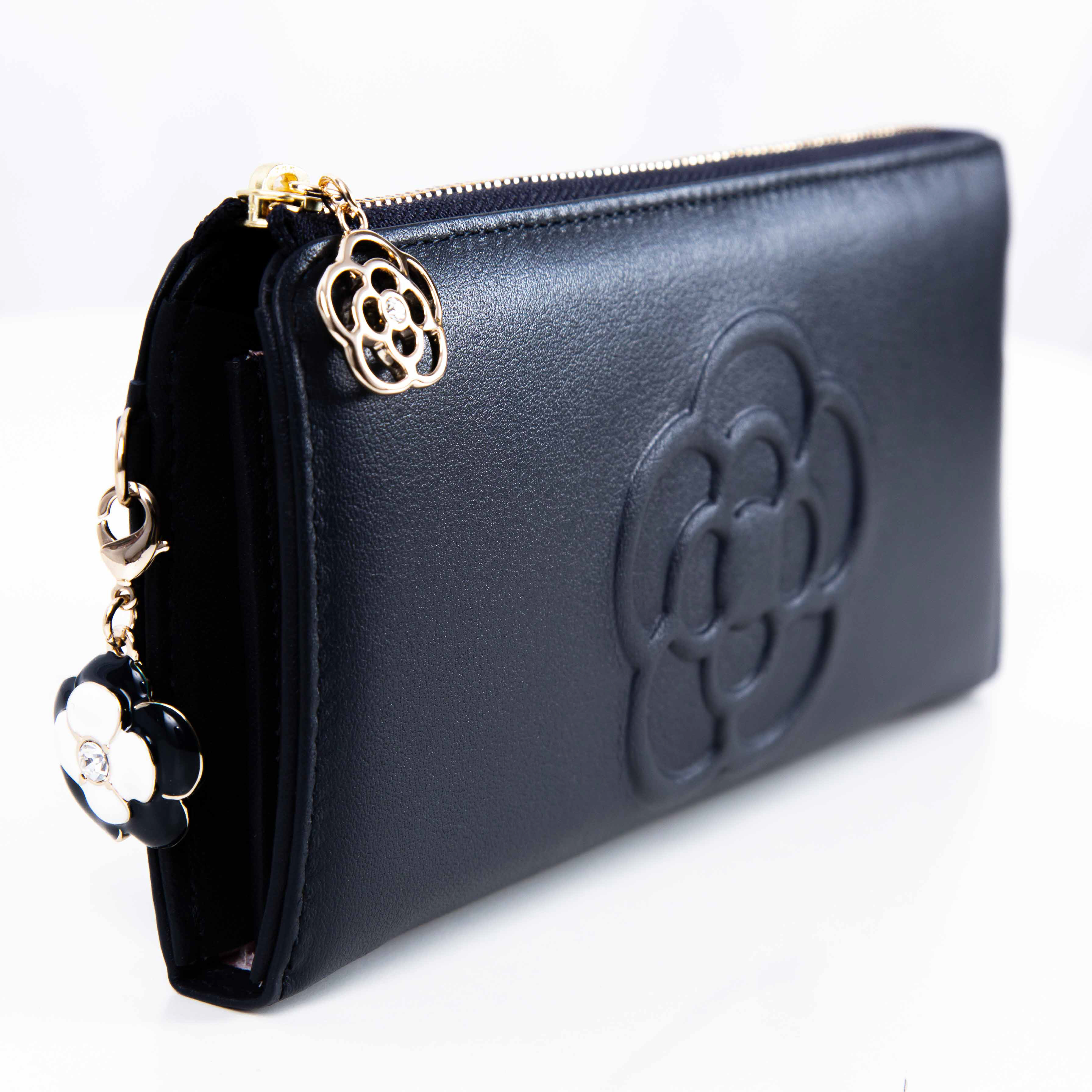 ワッフル Lファスナー長財布