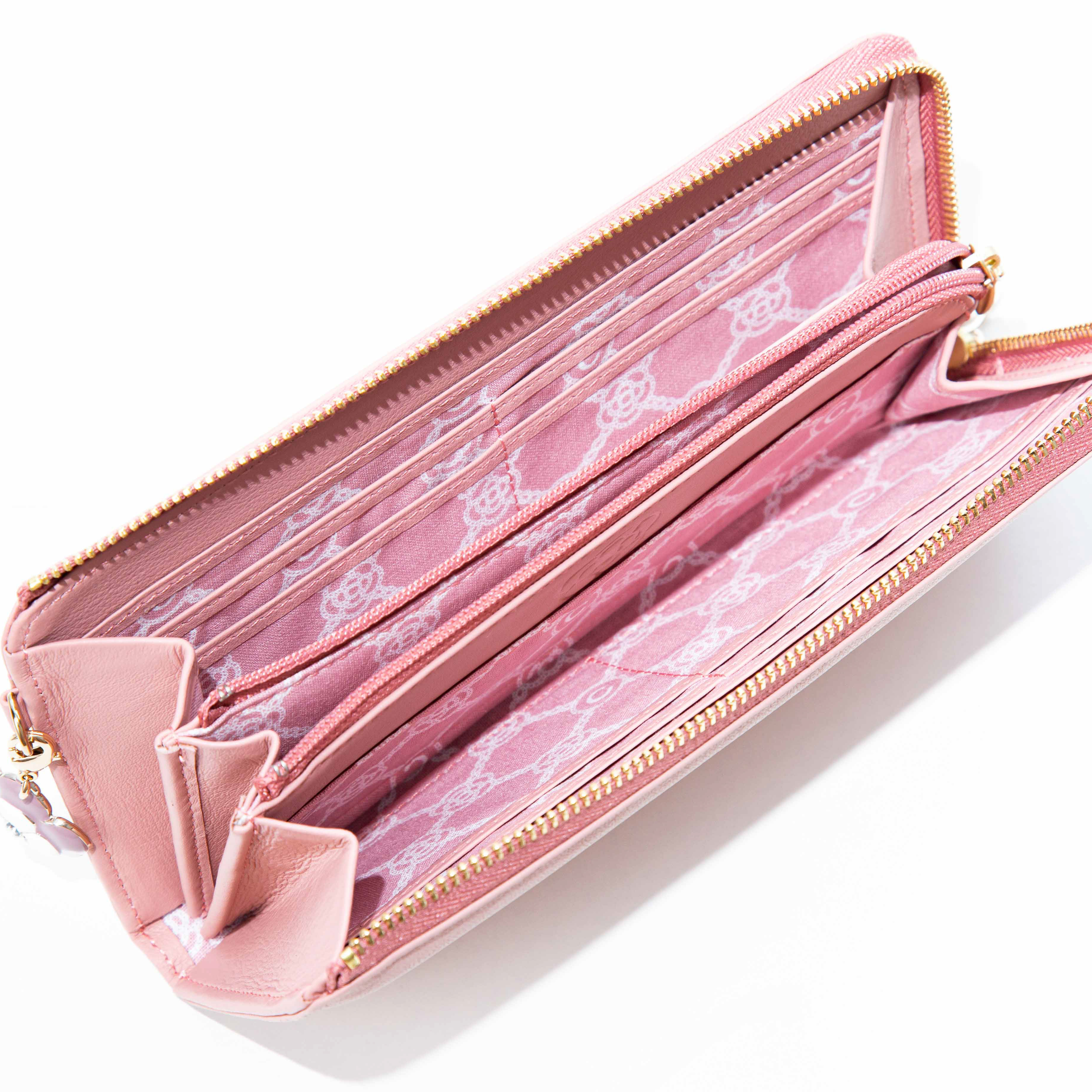 ワッフル Lファスナー長財布