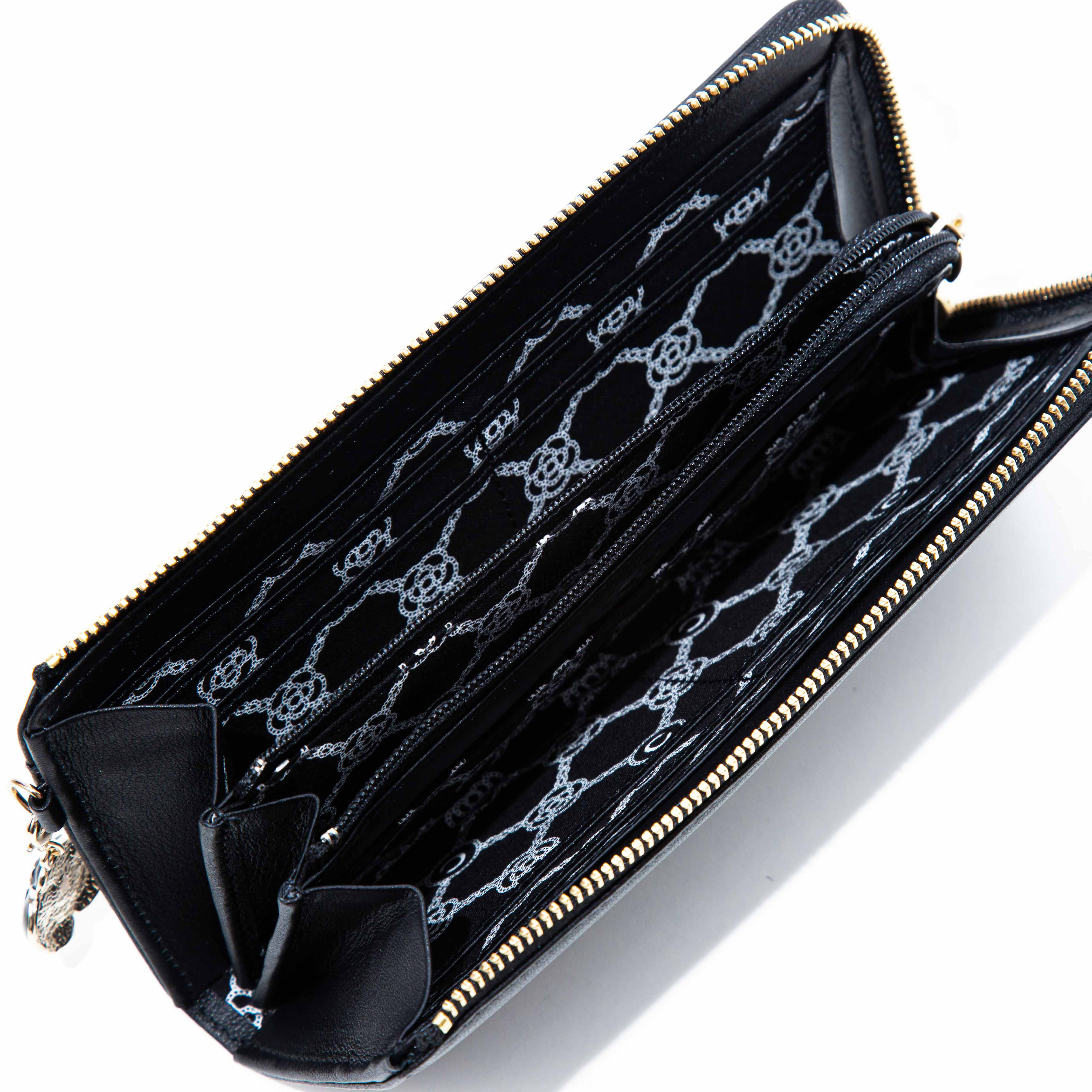 ワッフル Lファスナー長財布