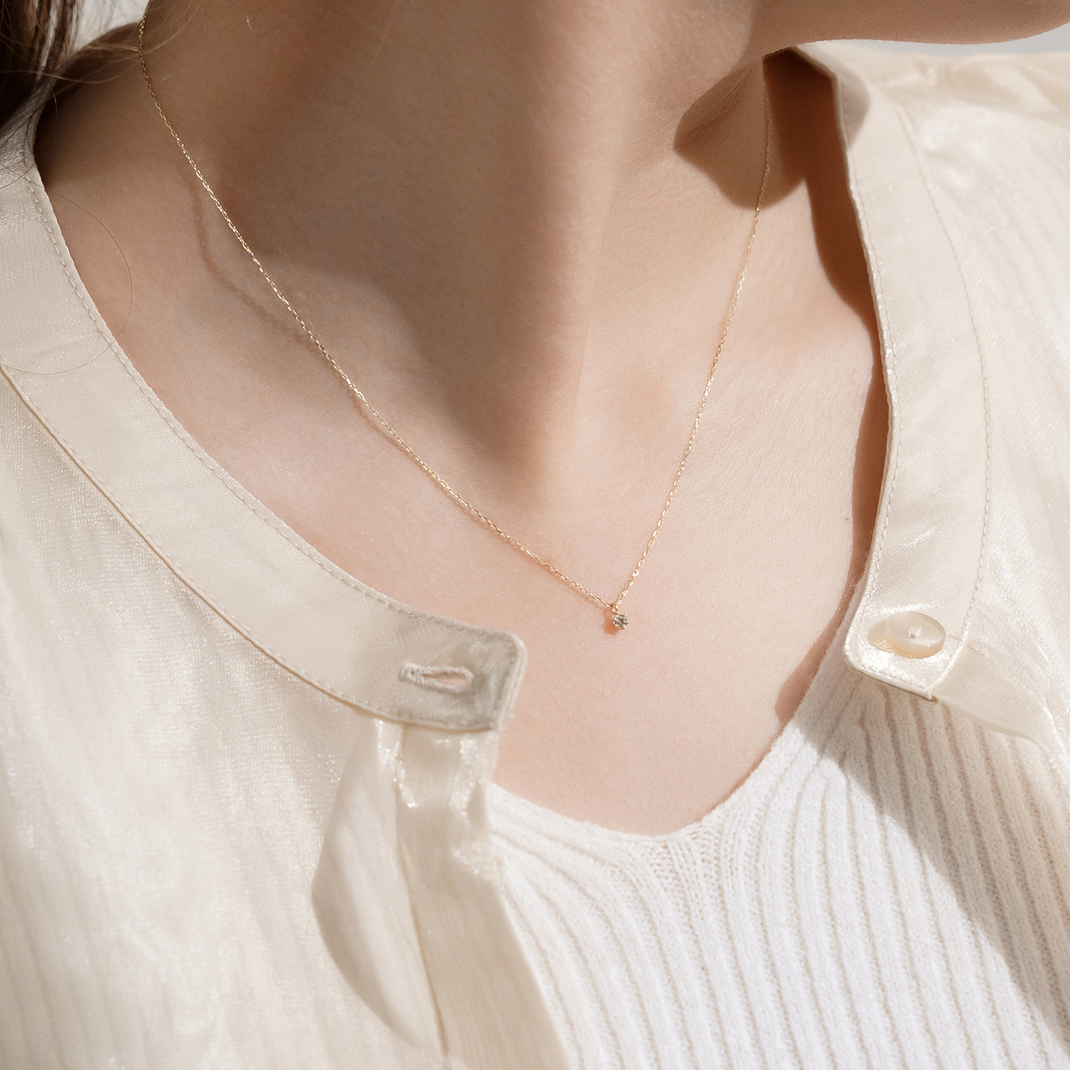 K10 ダイヤモンド0.05ct ネックレス/63-7895-7896-8028