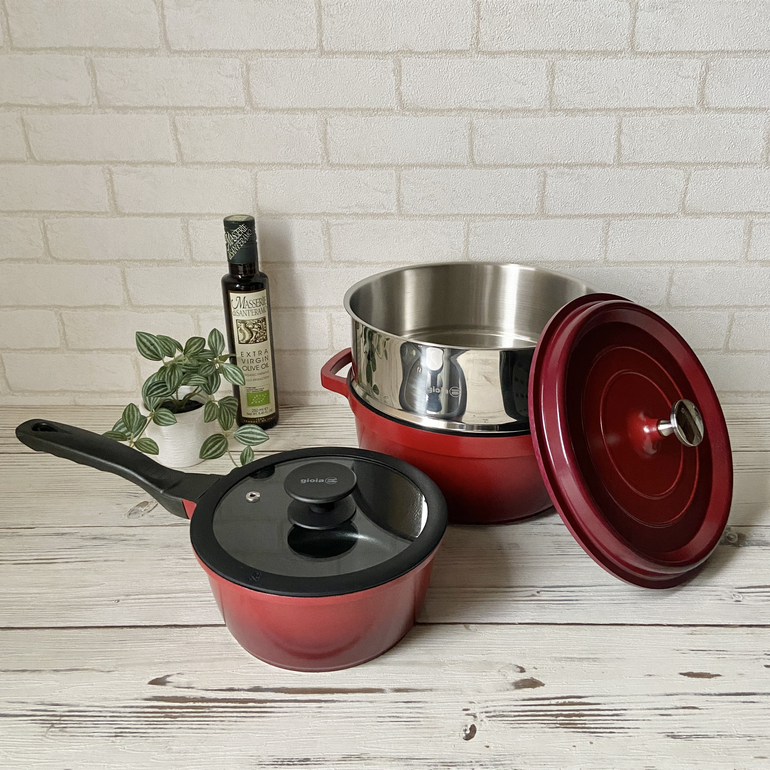 キャセロール20cm/24cm・ソースパン・蒸し器3点セット