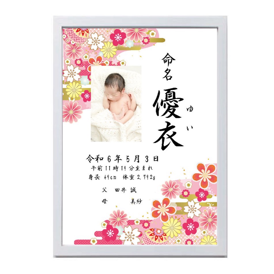 赤ちゃんの写真を可愛く残せる♪ 選べる12デザインの命名書