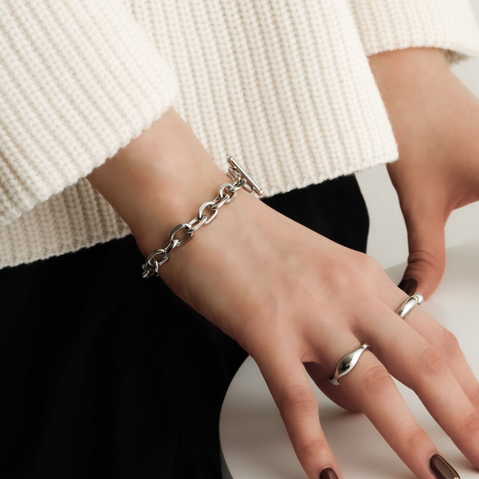 【ペアセット/ギフトBOX付】チェーンブレスレット