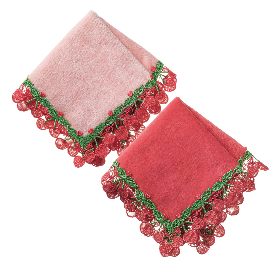 【名入れ/BOX付き】シーズンタオルハンカチ＜さくらんぼ＞