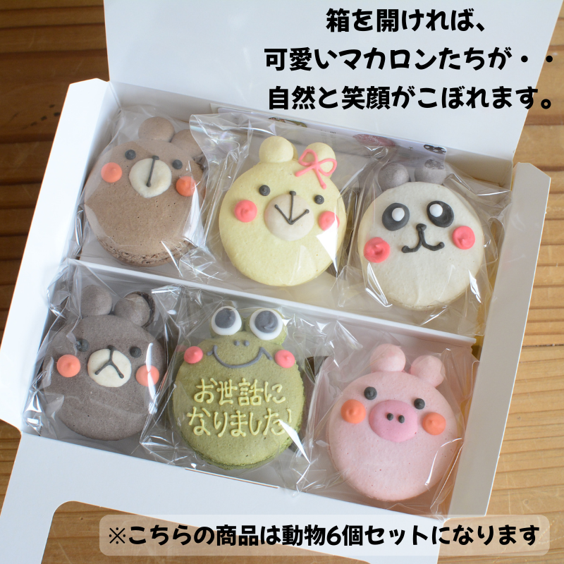 【名入れ・メッセージ】動物マカロン 6個入り