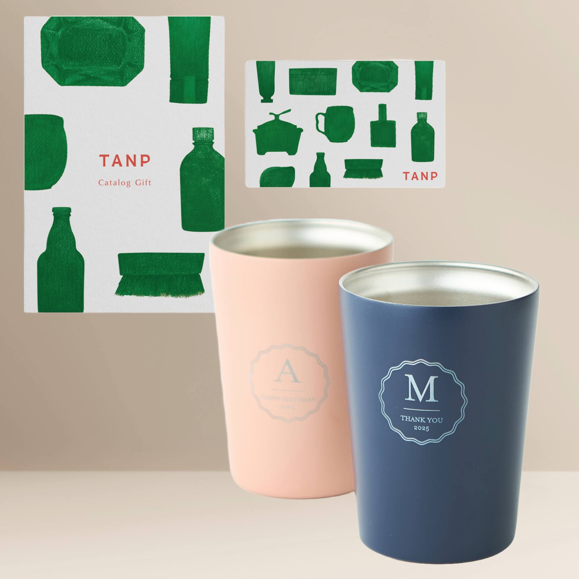 【イニシャル名入れ】タンブラー&カタログギフト"FOR MEN"セット