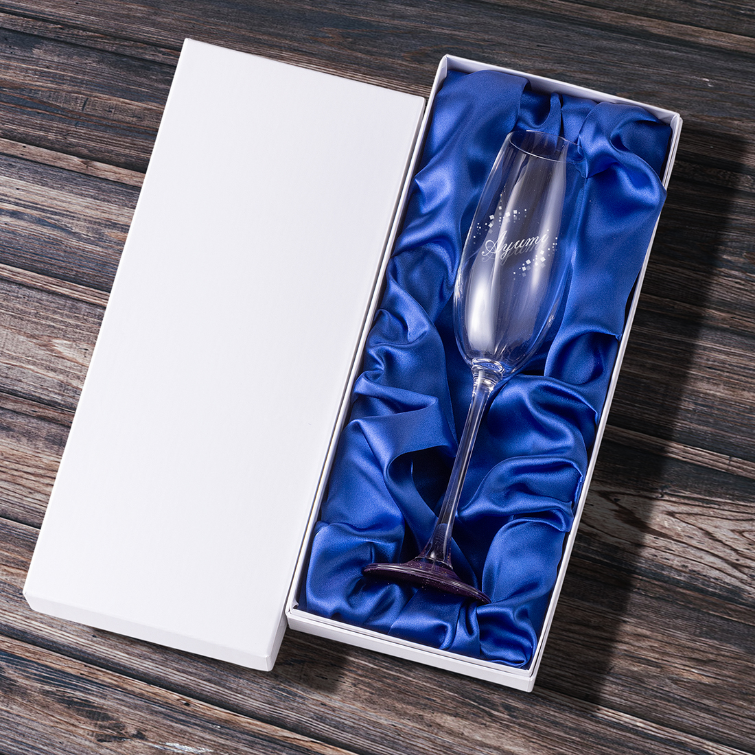 名入れ　蒔絵シャンパンフルートグラス　シングル