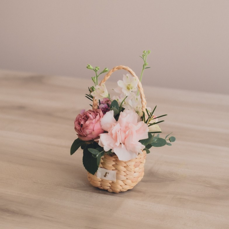 Flower BAG No.3 ／スクエアカゴバッグ　ピンクガーデン 生花