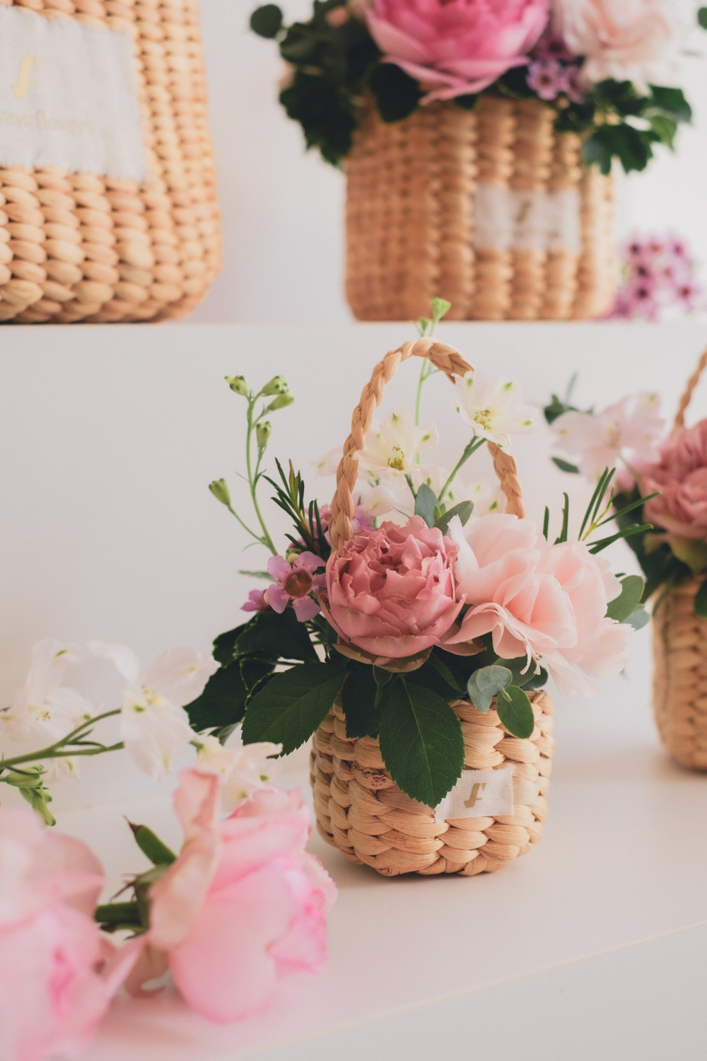 Flower BAG No.3 ／スクエアカゴバッグ　ピンクガーデン 生花